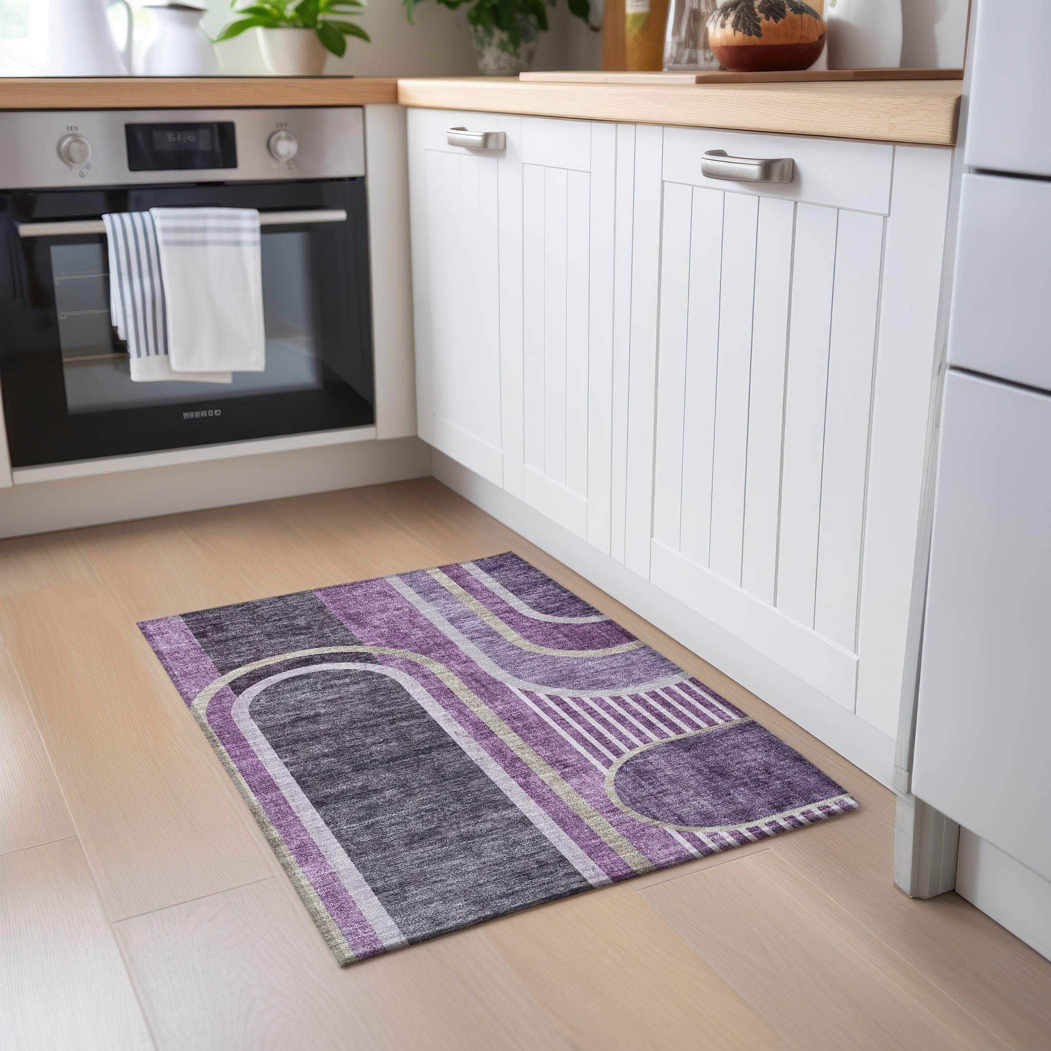 Machine Made ACN532 Purple  Rugs 