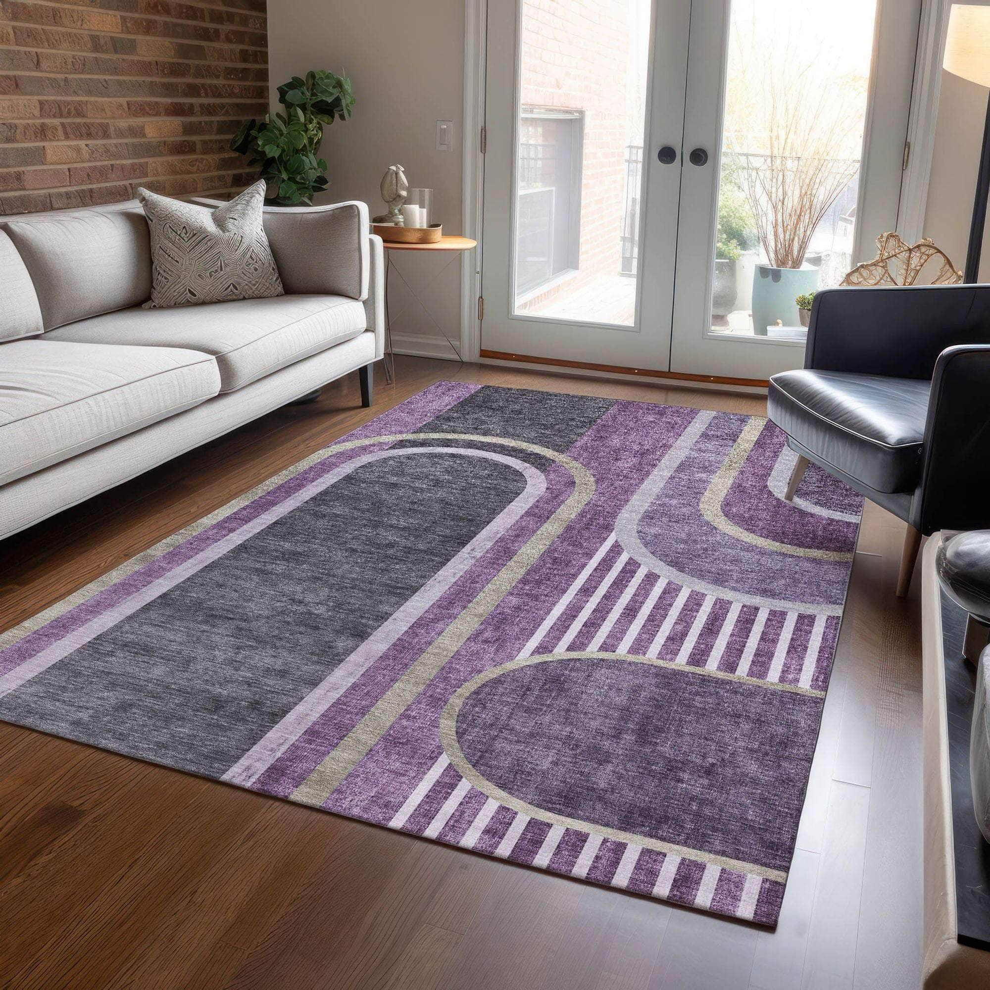 Machine Made ACN532 Purple  Rugs 