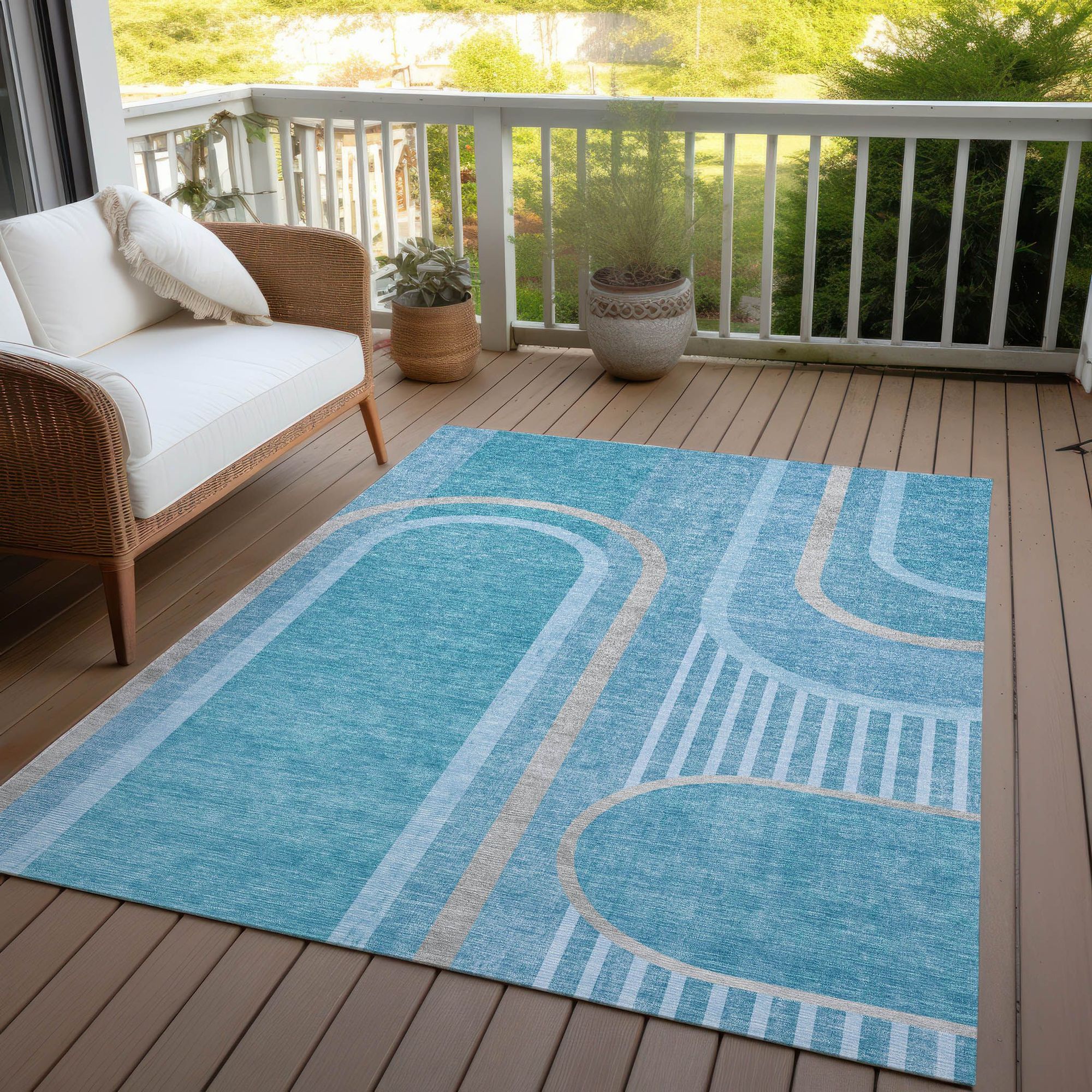 Machine Made ACN532 Teal  Rugs 