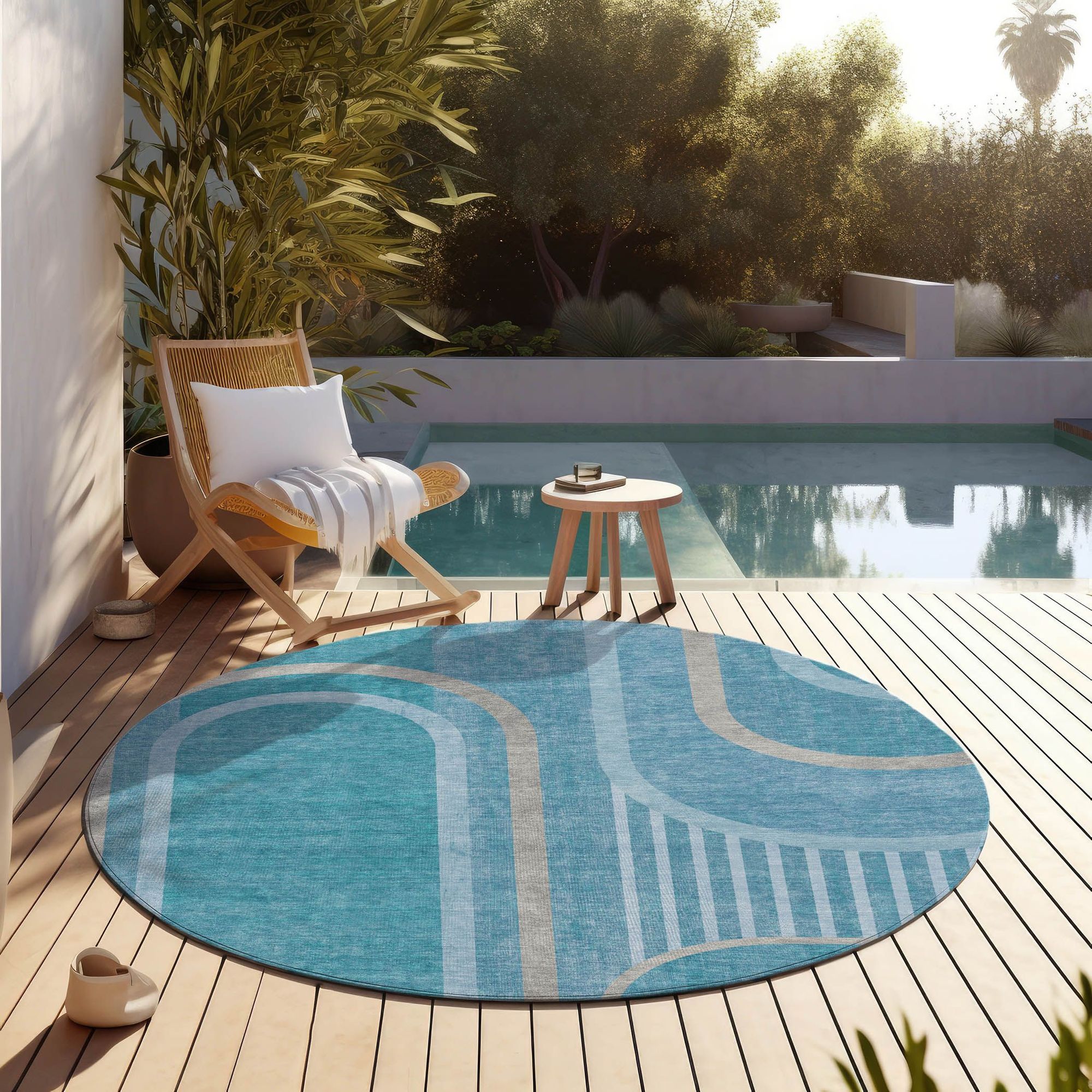 Machine Made ACN532 Teal  Rugs 