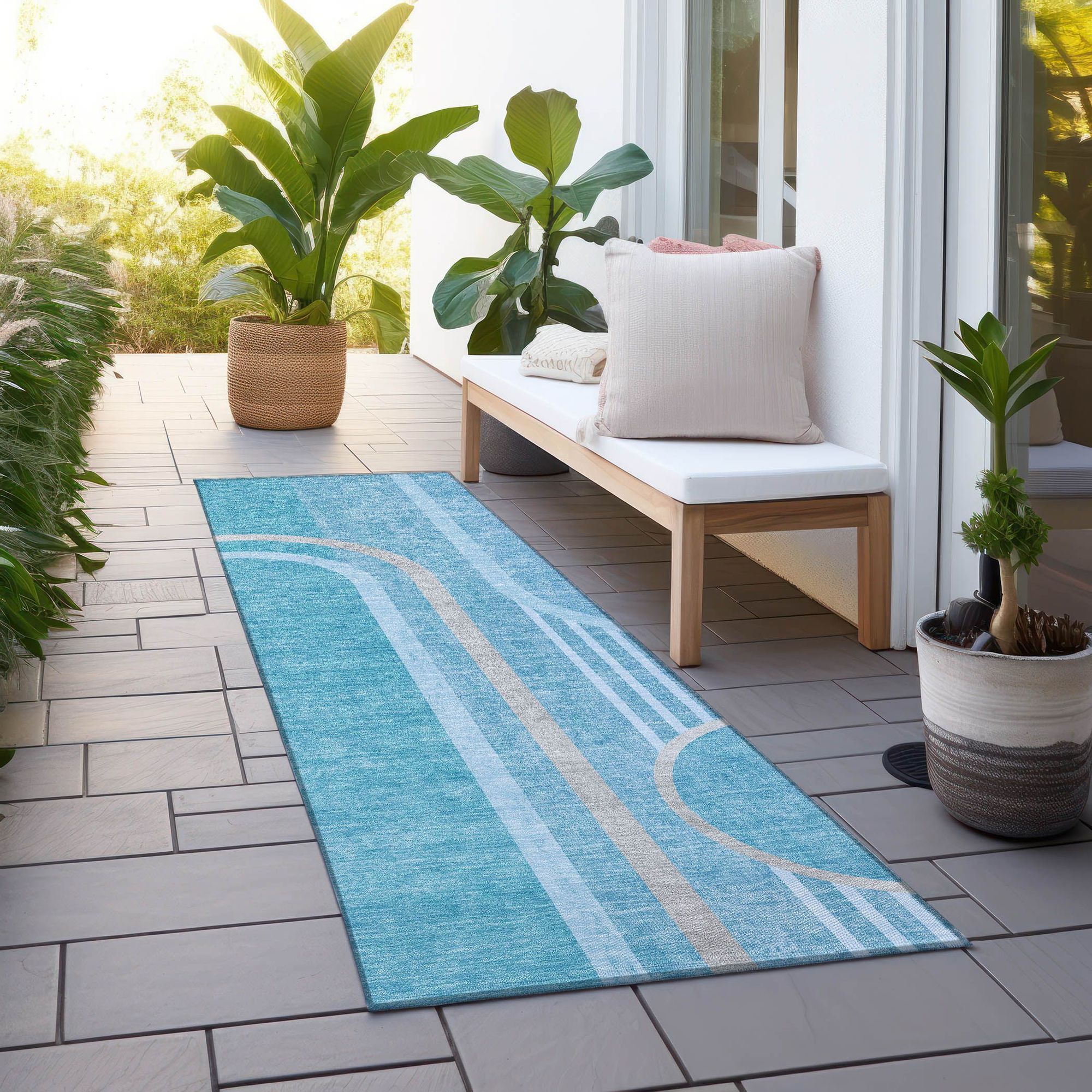 Machine Made ACN532 Teal  Rugs 