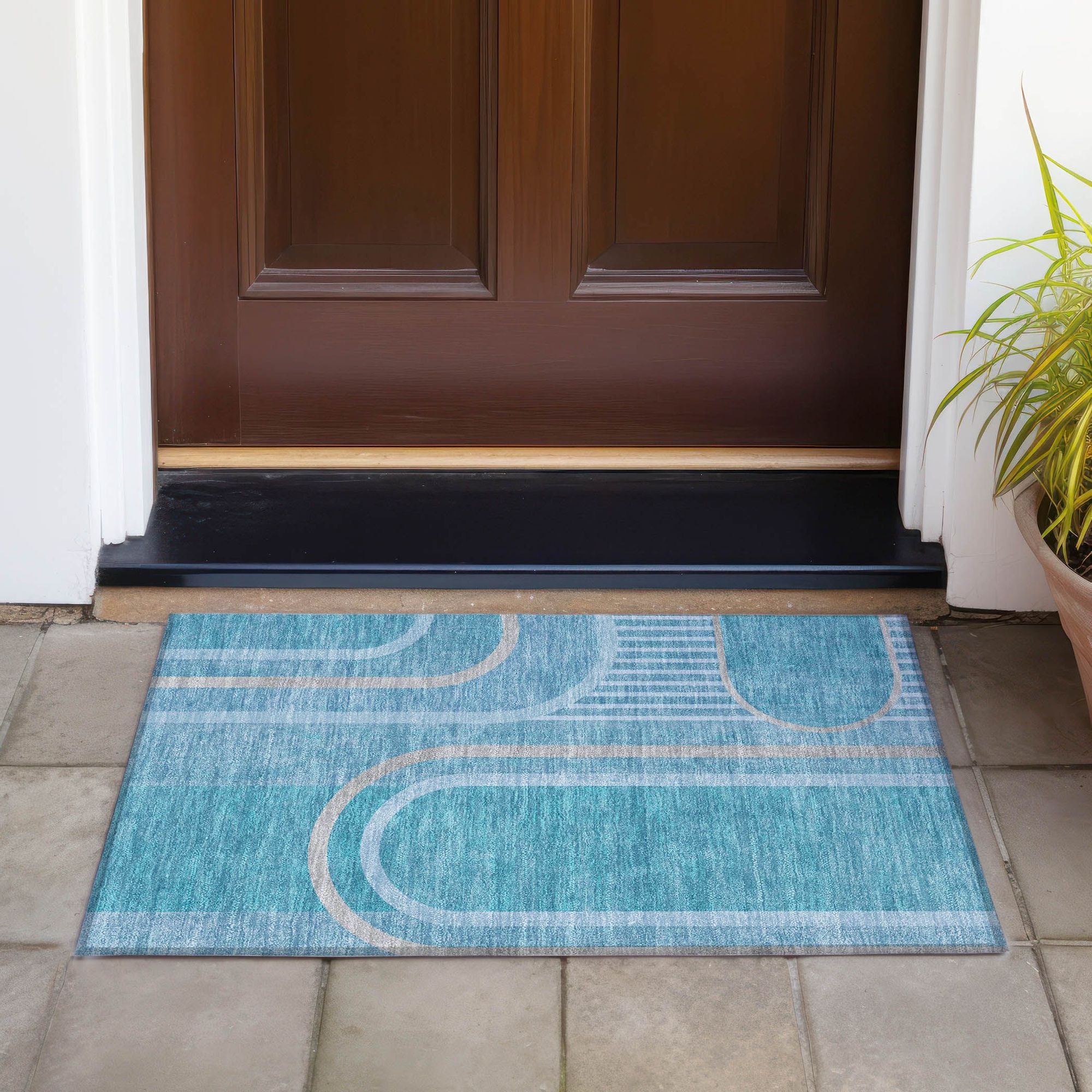 Machine Made ACN532 Teal  Rugs 
