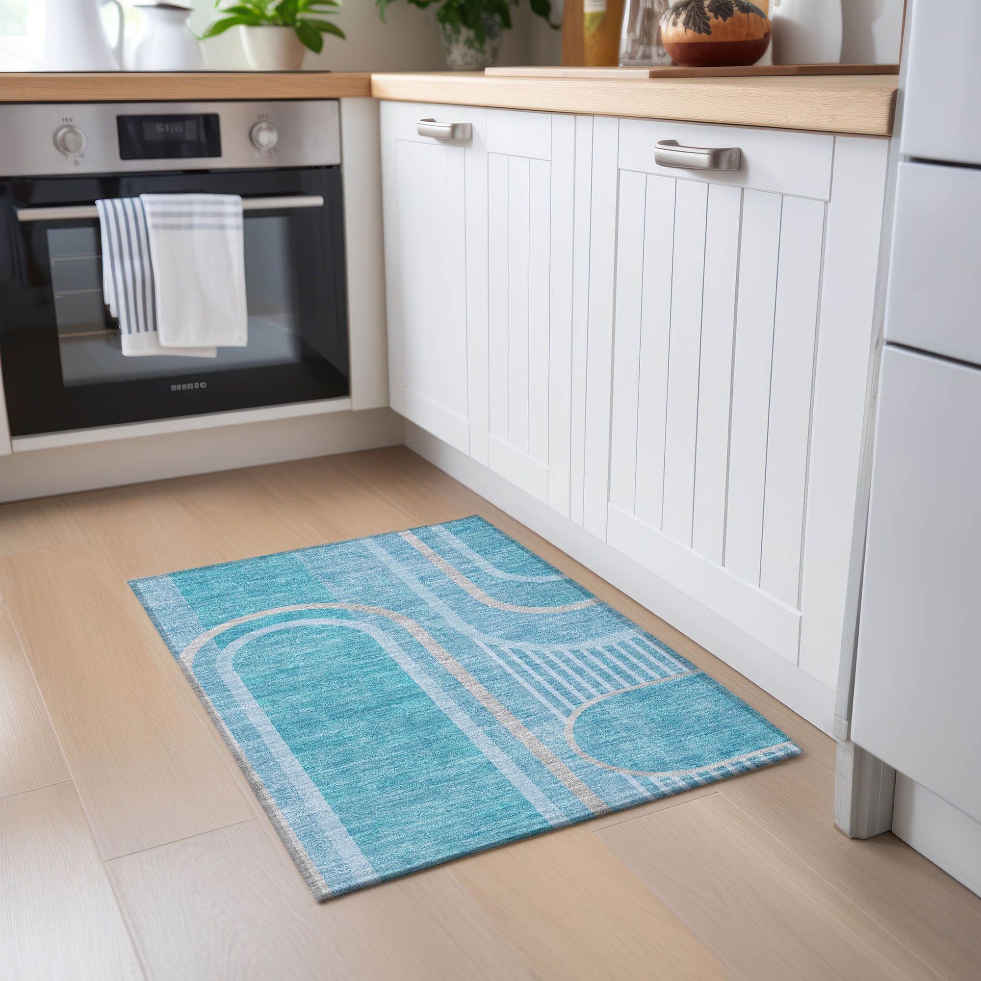 Machine Made ACN532 Teal  Rugs 