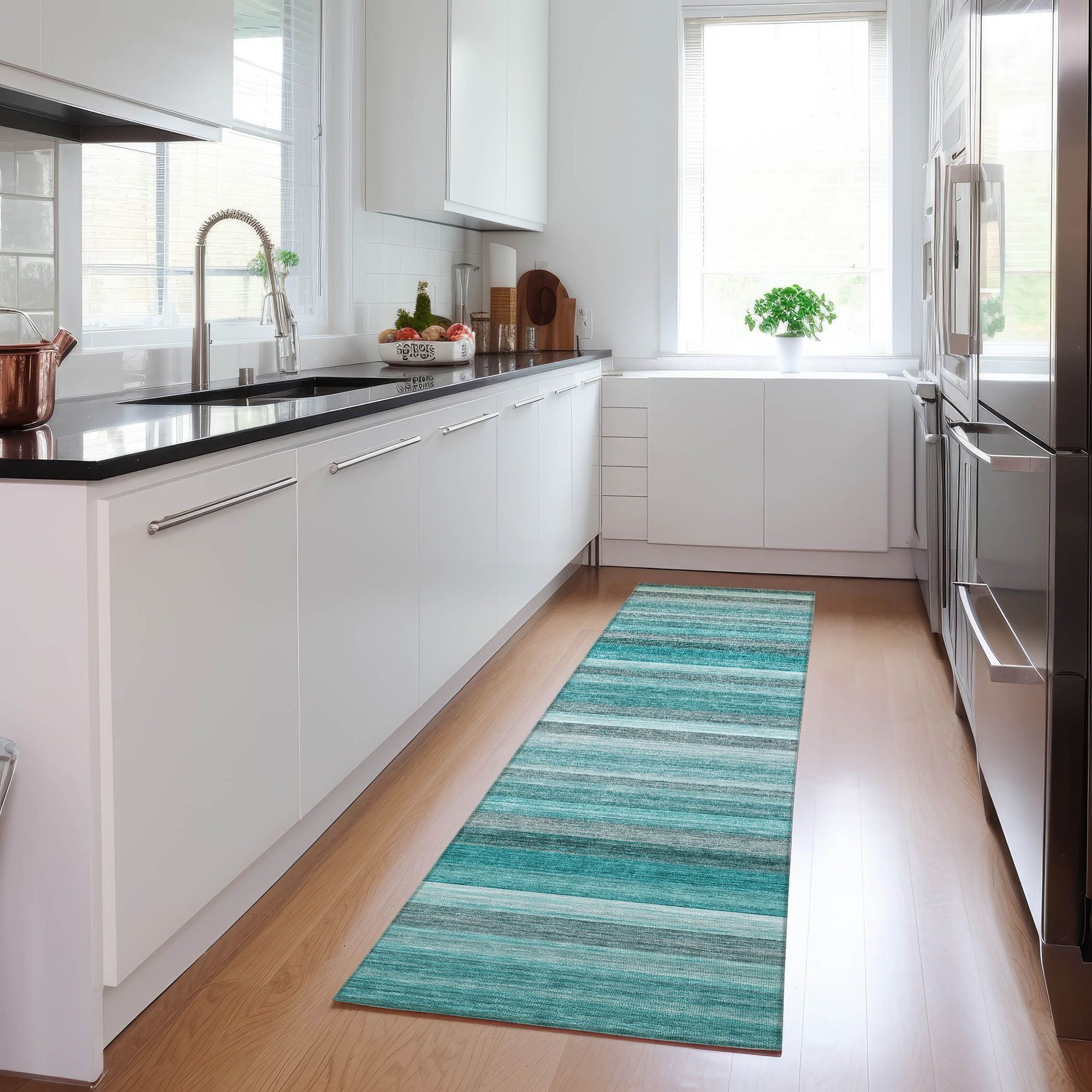 Machine Made ACN535 Teal  Rugs 