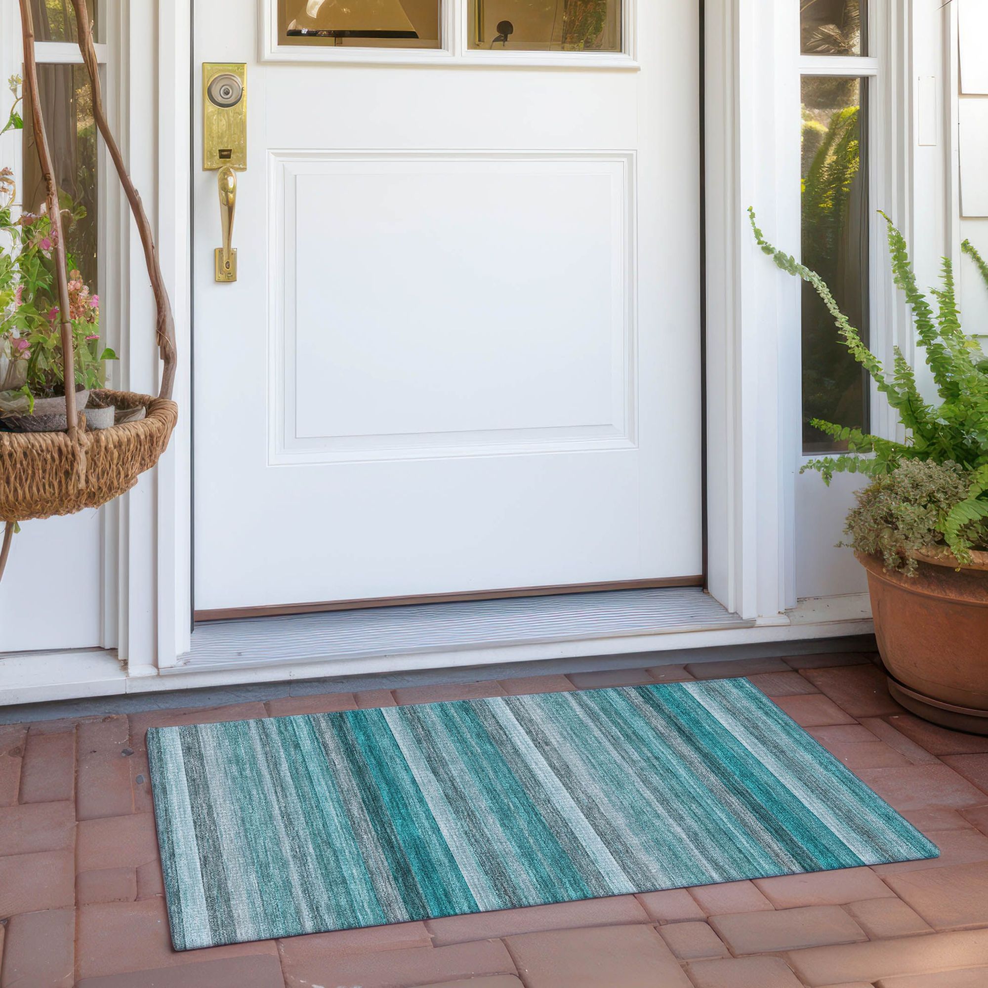 Machine Made ACN535 Teal  Rugs 