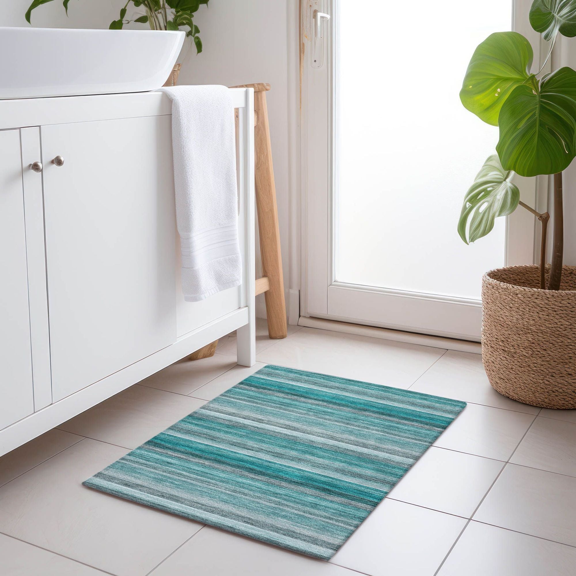 Machine Made ACN535 Teal  Rugs 