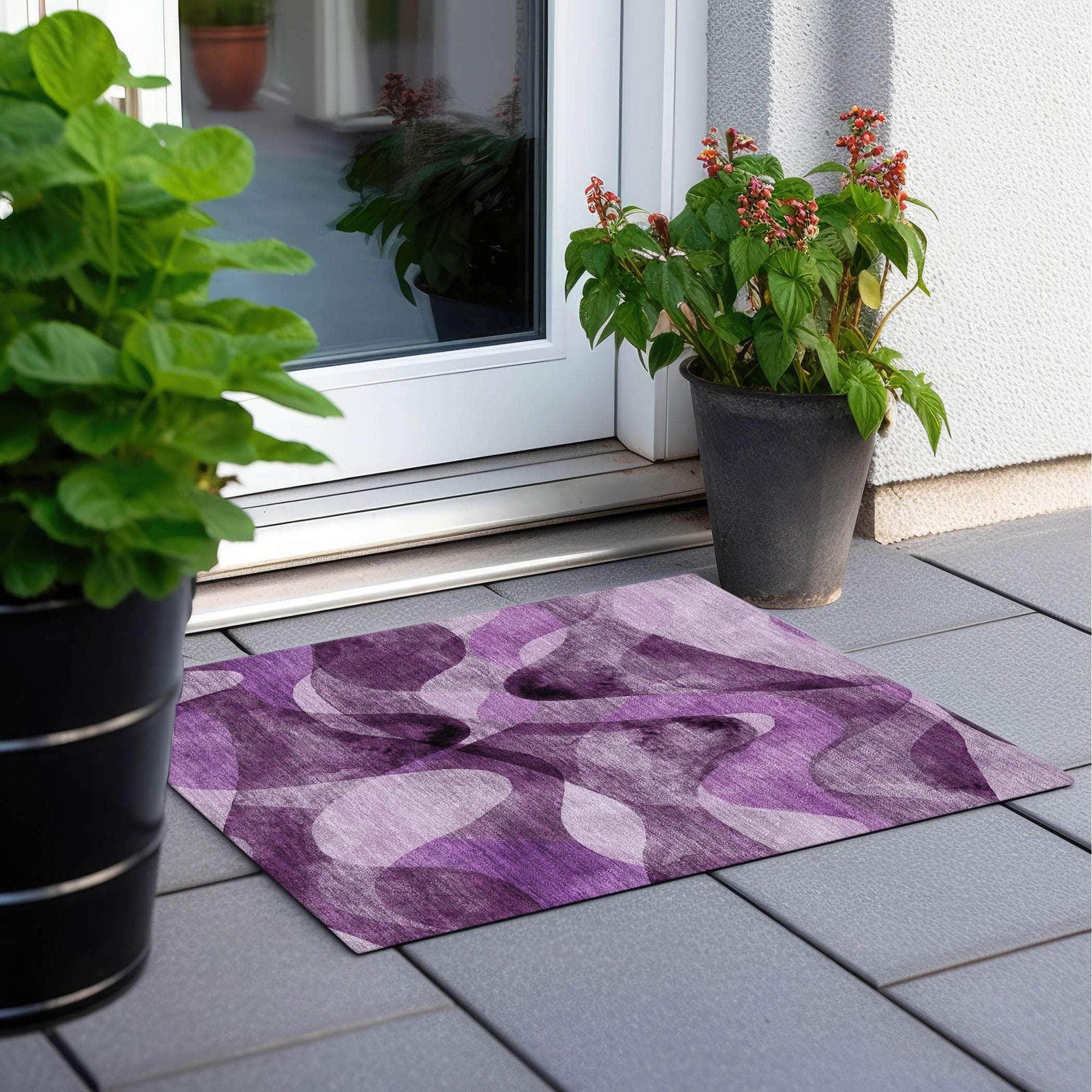 Machine Made ACN536 Purple  Rugs 