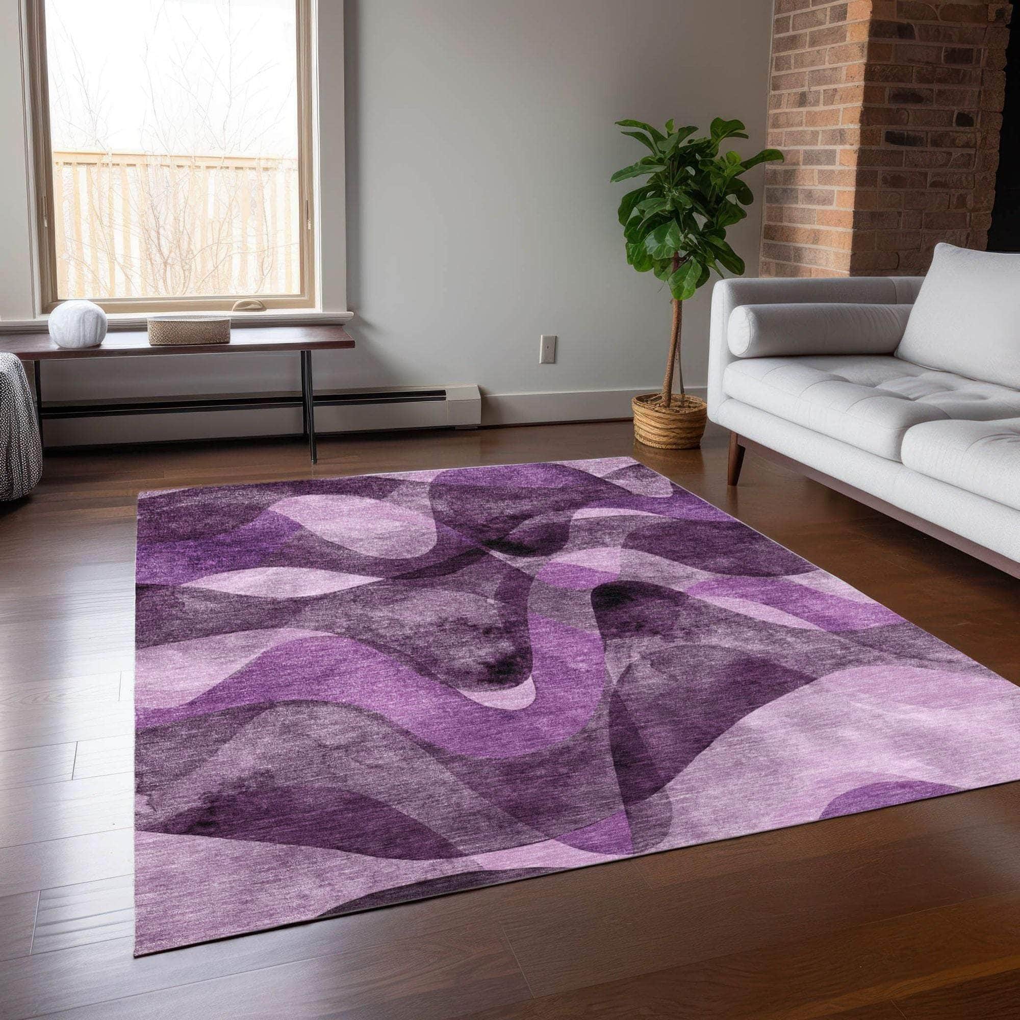 Machine Made ACN536 Purple  Rugs 
