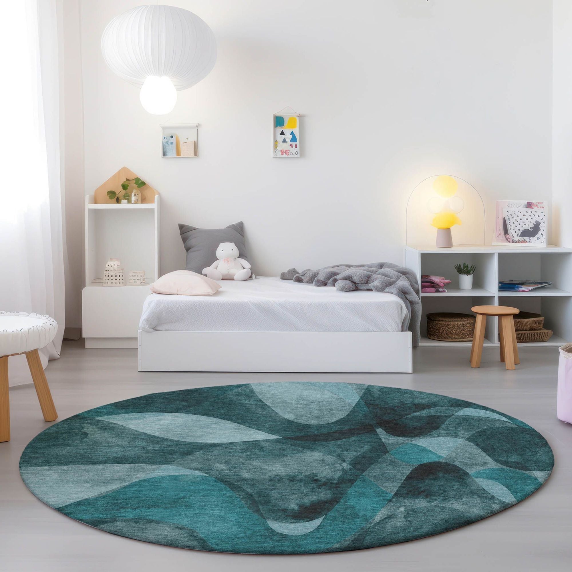 Machine Made ACN536 Teal  Rugs 
