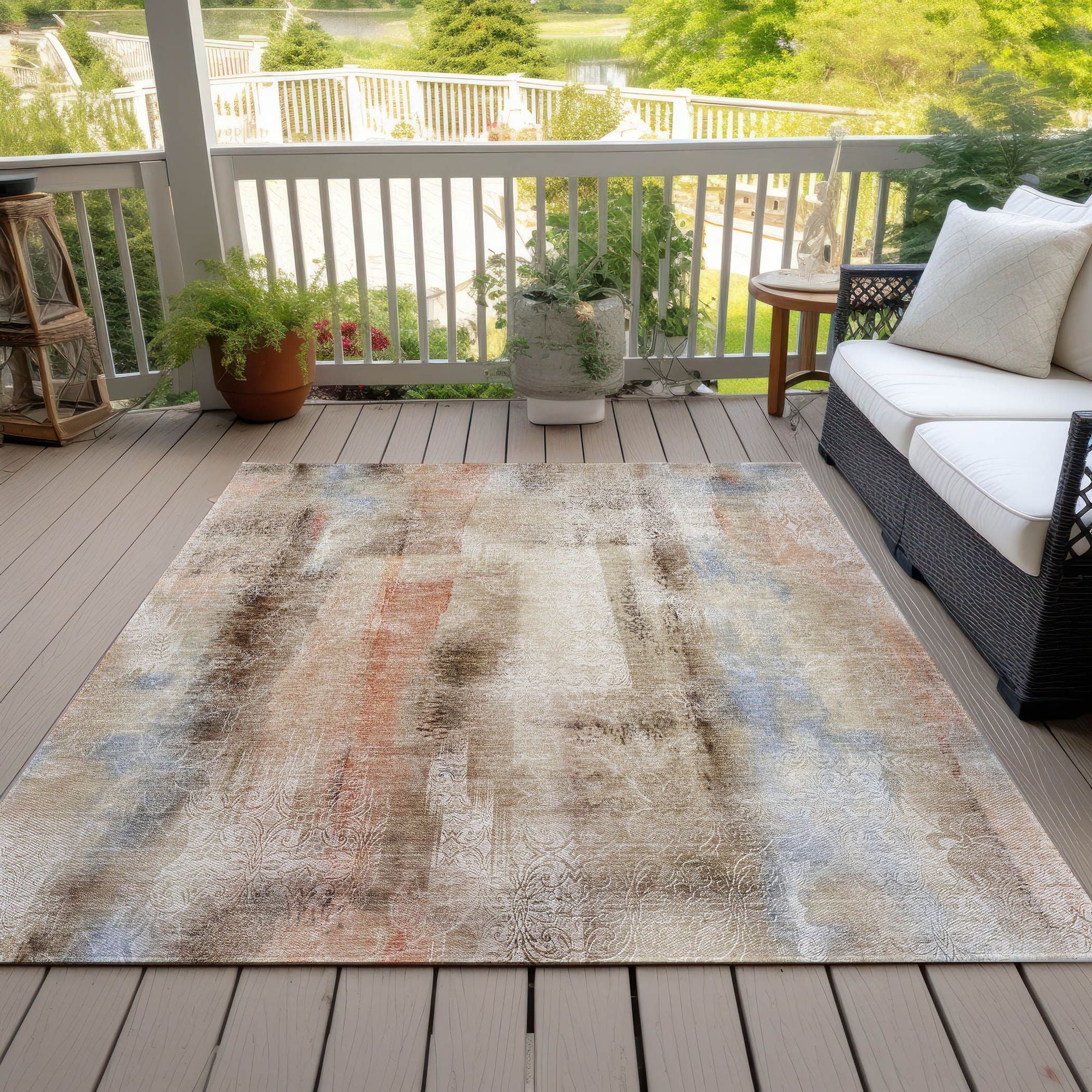 Machine Made ACN537 Beige Brown Rugs 