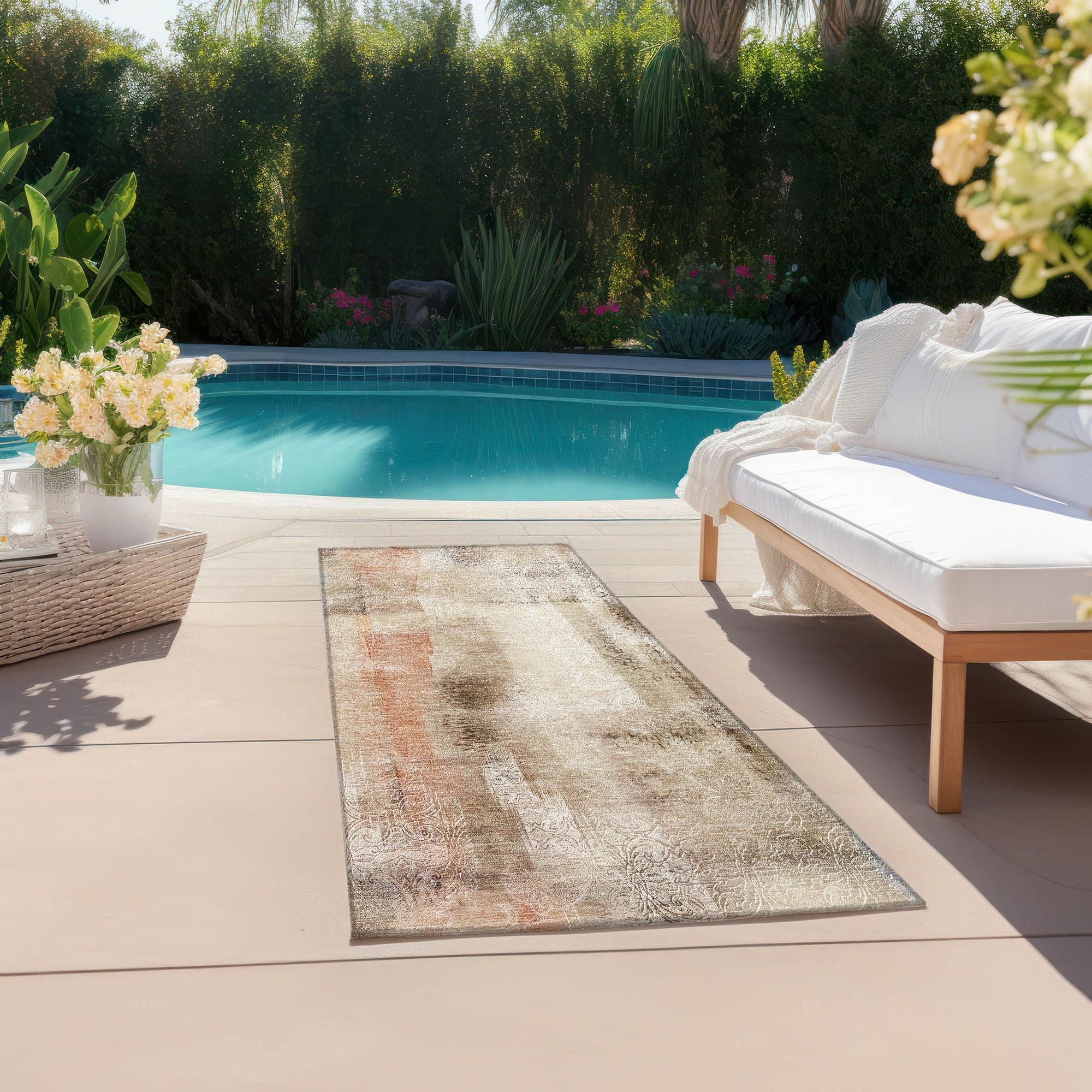 Machine Made ACN537 Beige Brown Rugs 