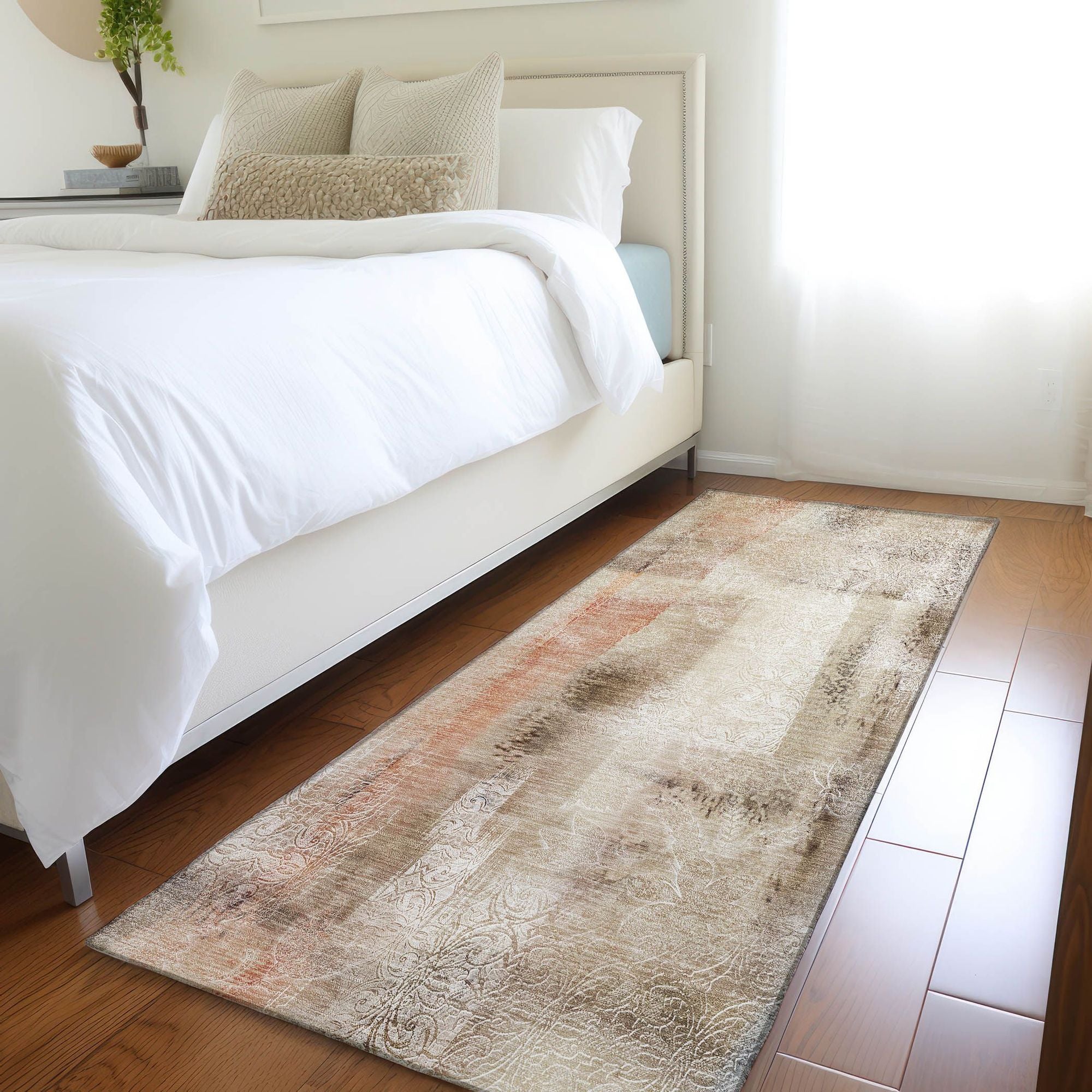 Machine Made ACN537 Beige Brown Rugs 