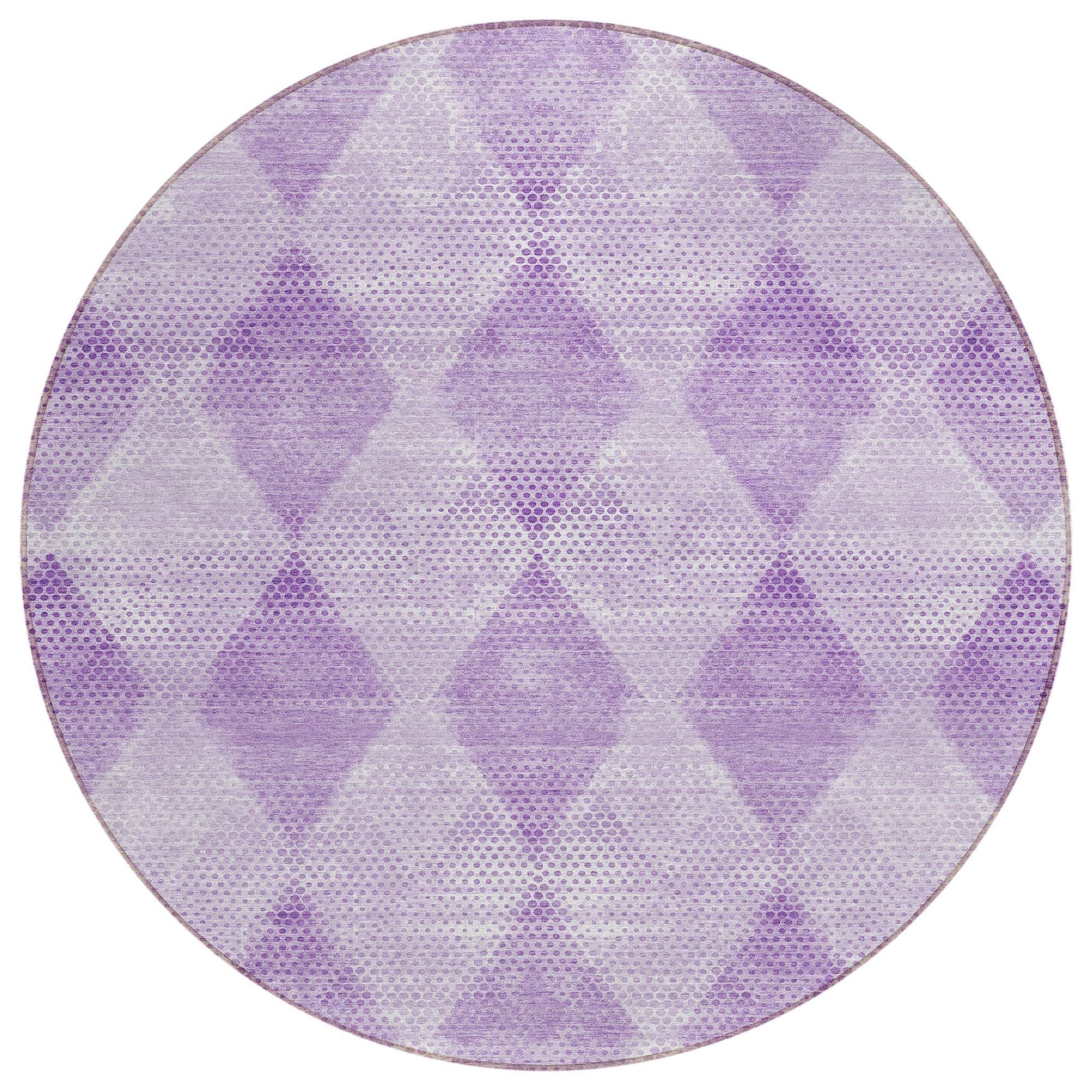 Machine Washable Lavender Purple Rug - Indoor / Outdoor - Kids / Pet Friendly Geometric Print Rug