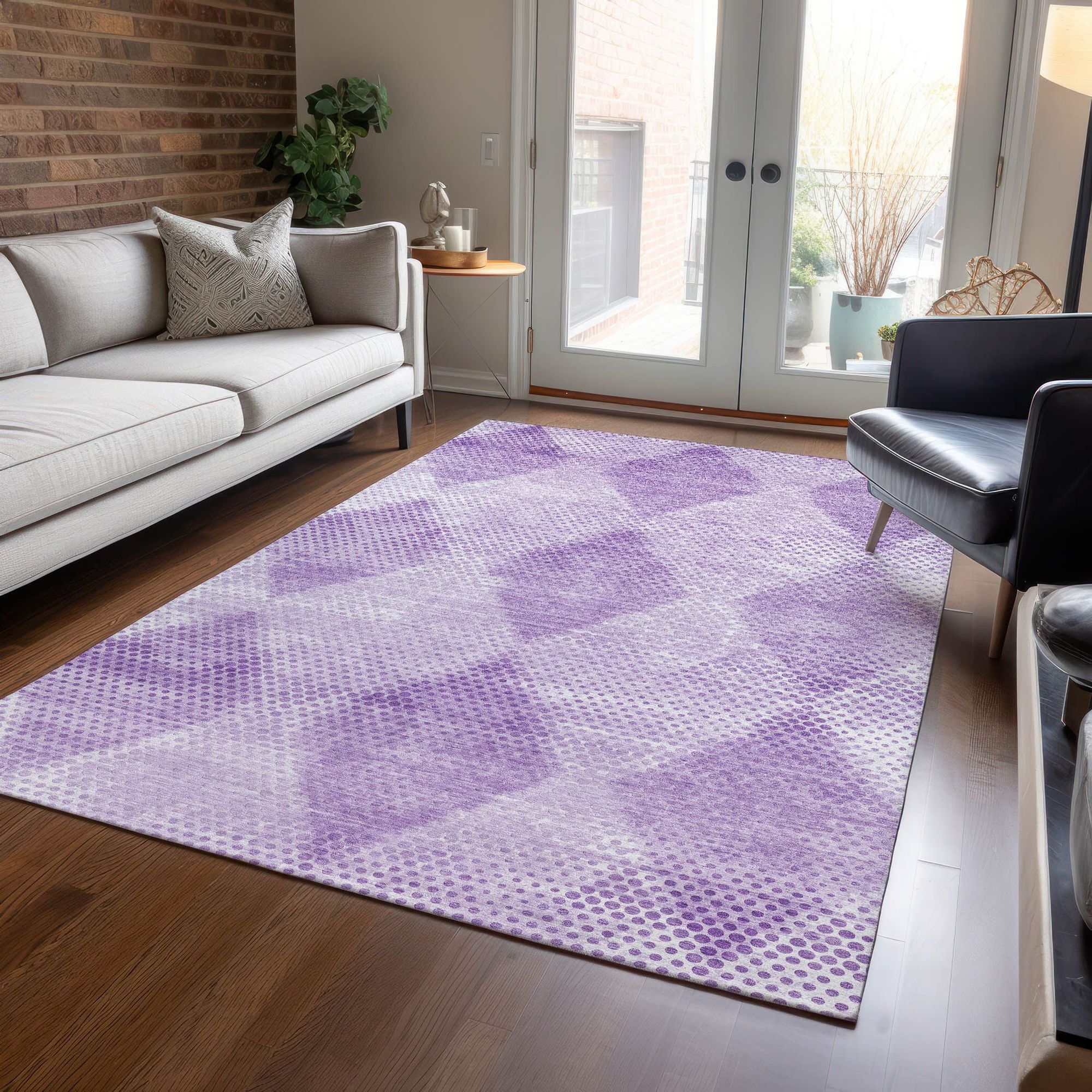 Machine Made ACN539 Lavender Purple Rugs 