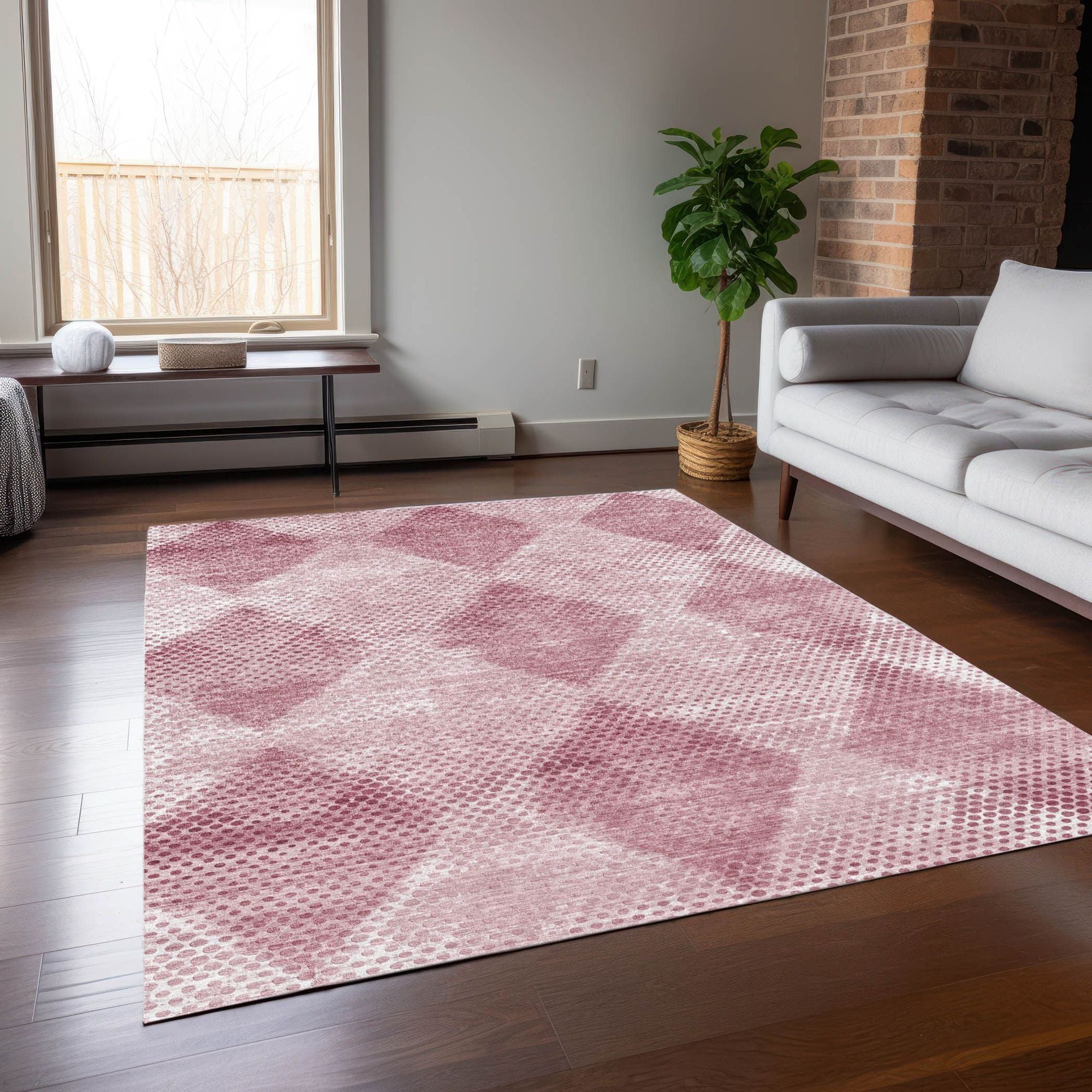 Machine Made ACN539 Merlot Red Rugs 