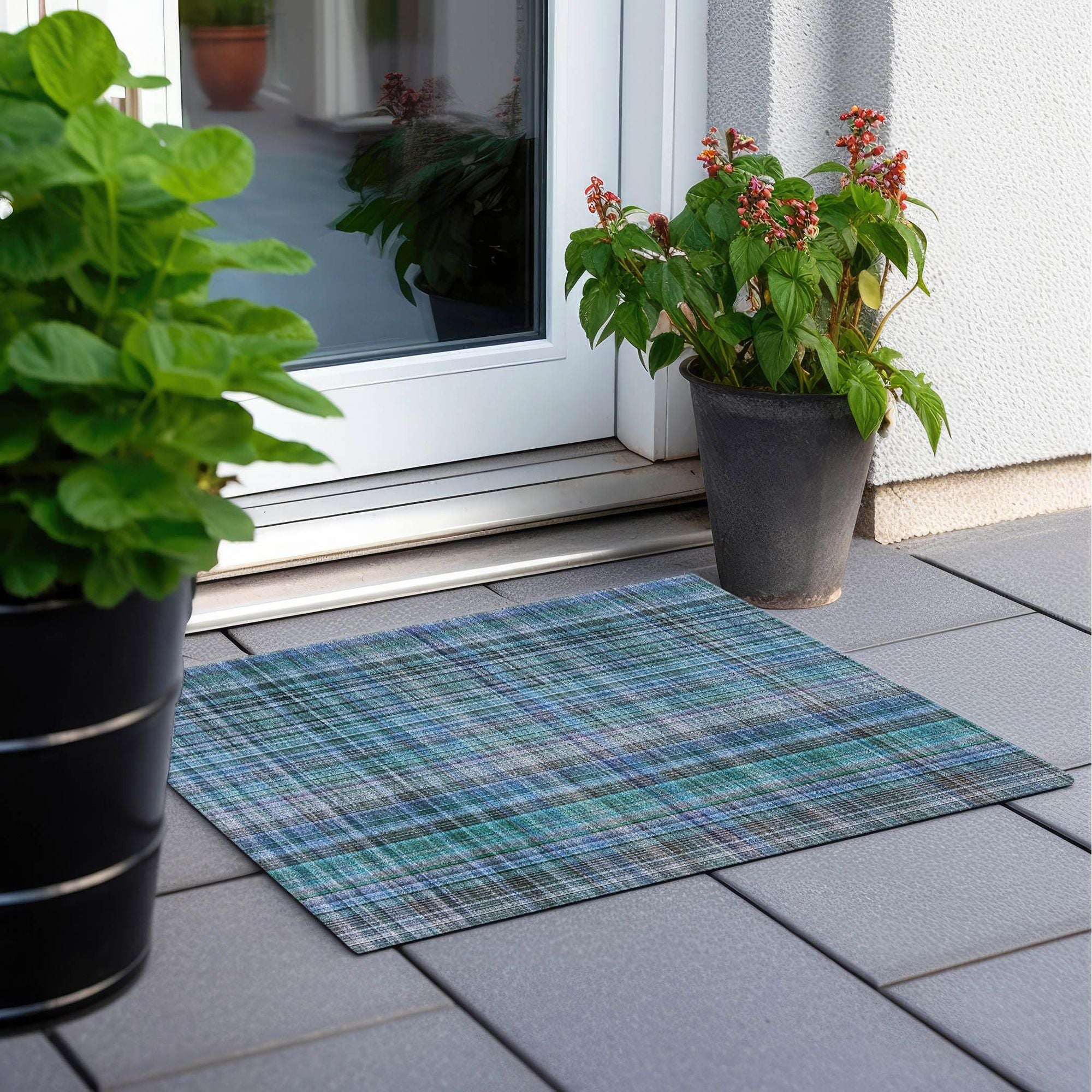 Machine Made ACN541 Teal  Rugs 