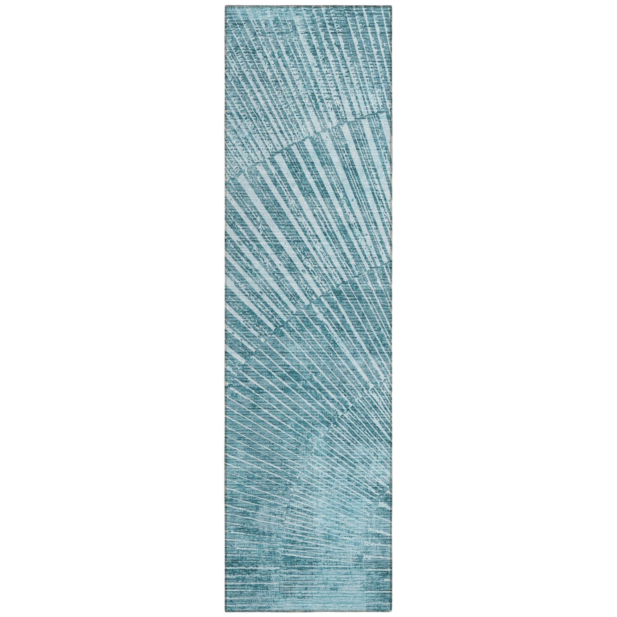 Machine Washable Teal Rug - Indoor / Outdoor - Kids / Pet Friendly Organic Print Rug