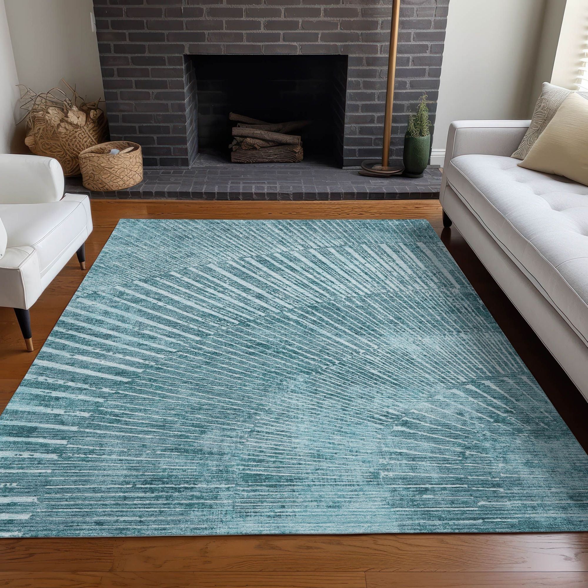 Machine Made ACN542 Teal  Rugs #color_teal 