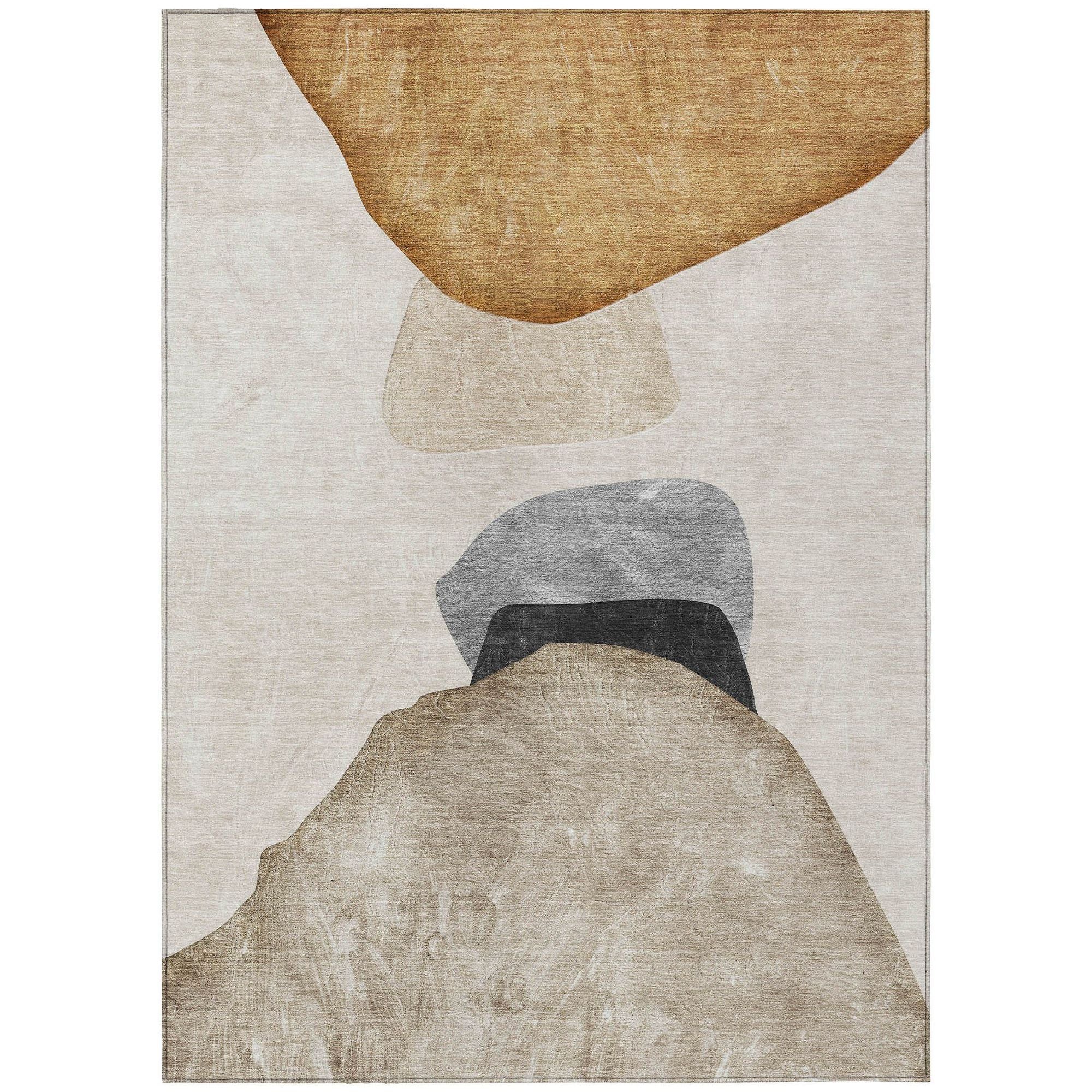 Machine Washable Brown Rug - Indoor / Outdoor - Kids / Pet Friendly Organic Print Rug