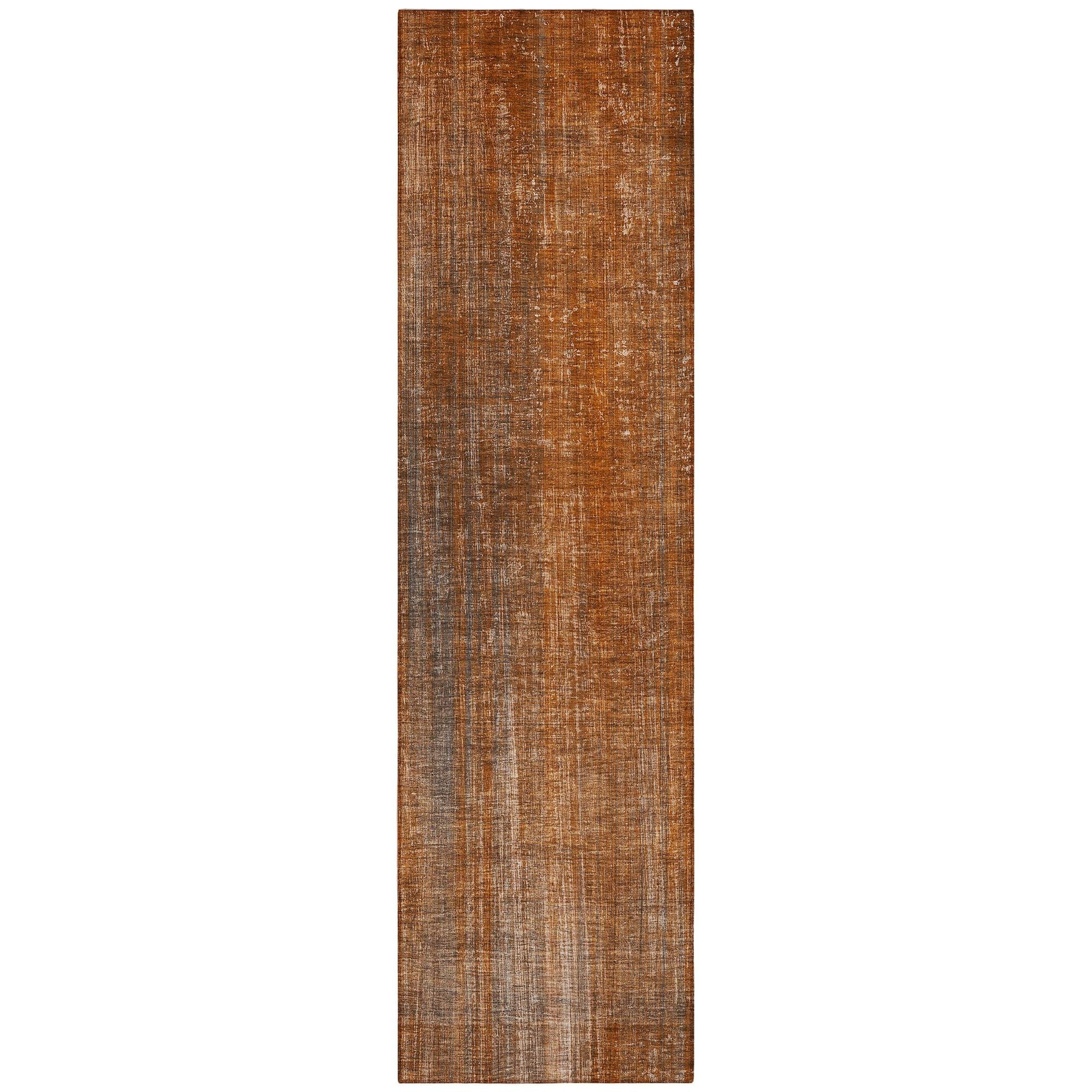 Machine Washable Paprika Orange Rug - Indoor / Outdoor - Kids / Pet Friendly Striped Print Rug