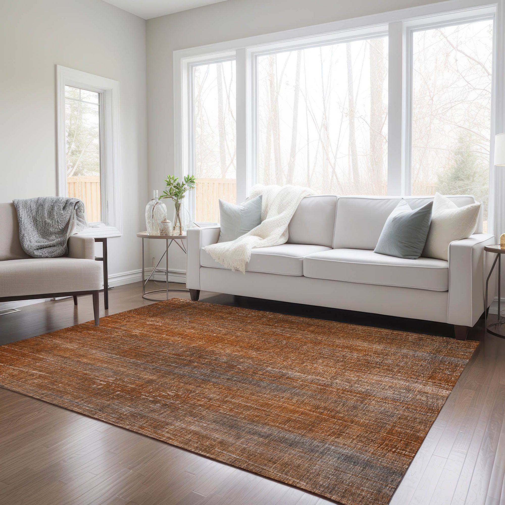 Machine Made ACN552 Paprika Orange Rugs 