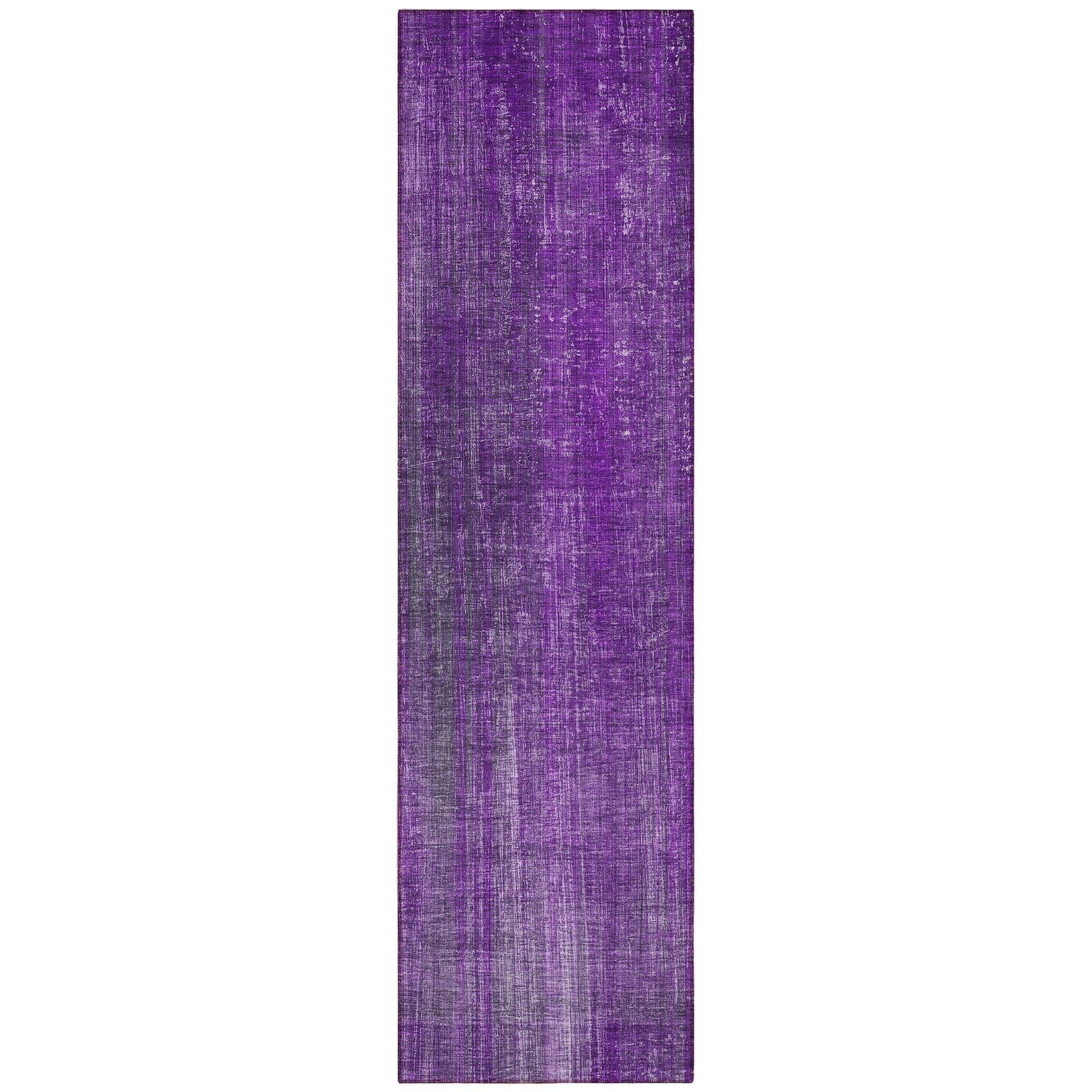 Machine Washable Purple Rug - Indoor / Outdoor - Kids / Pet Friendly Striped Print Rug