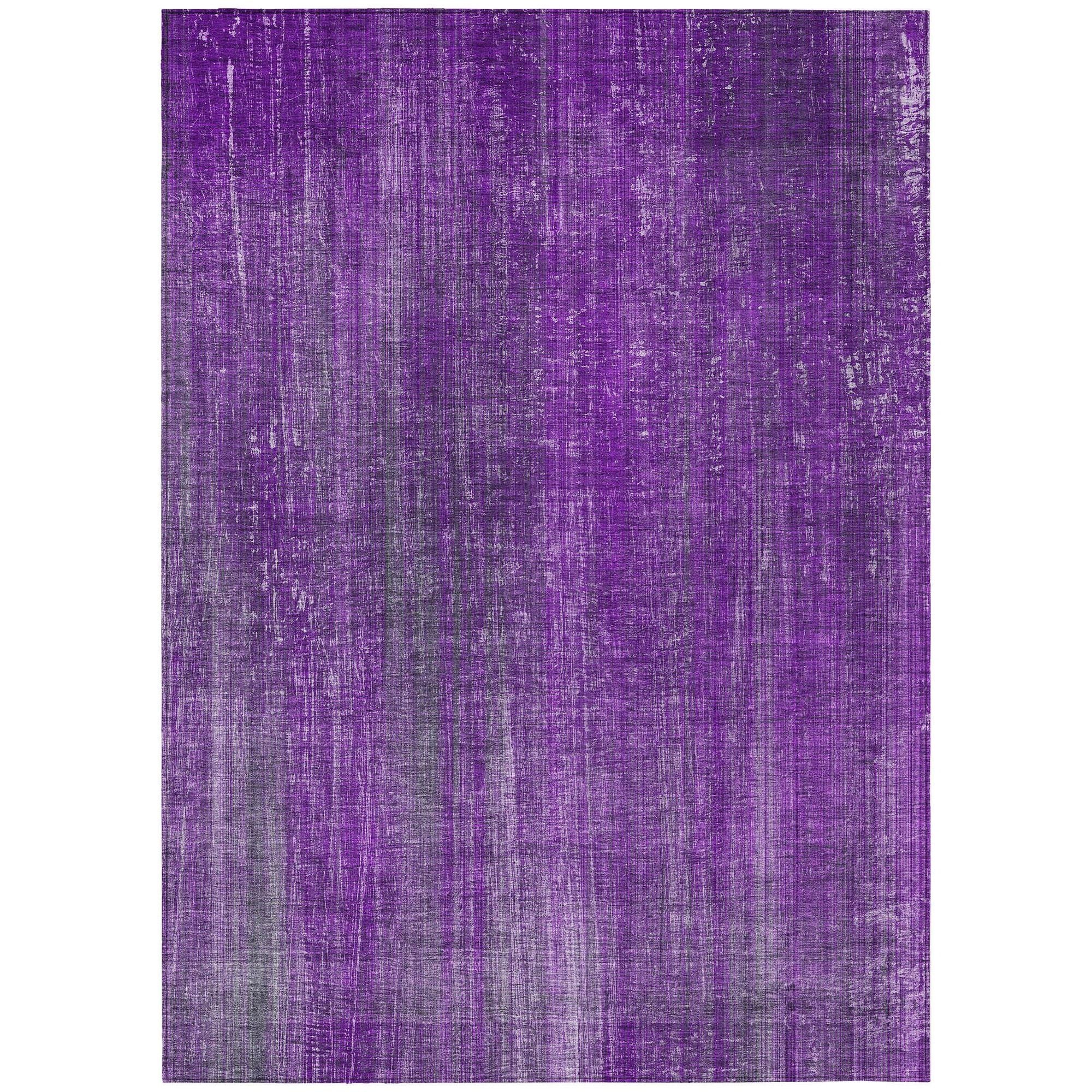Machine Washable Purple Rug - Indoor / Outdoor - Kids / Pet Friendly Striped Print Rug