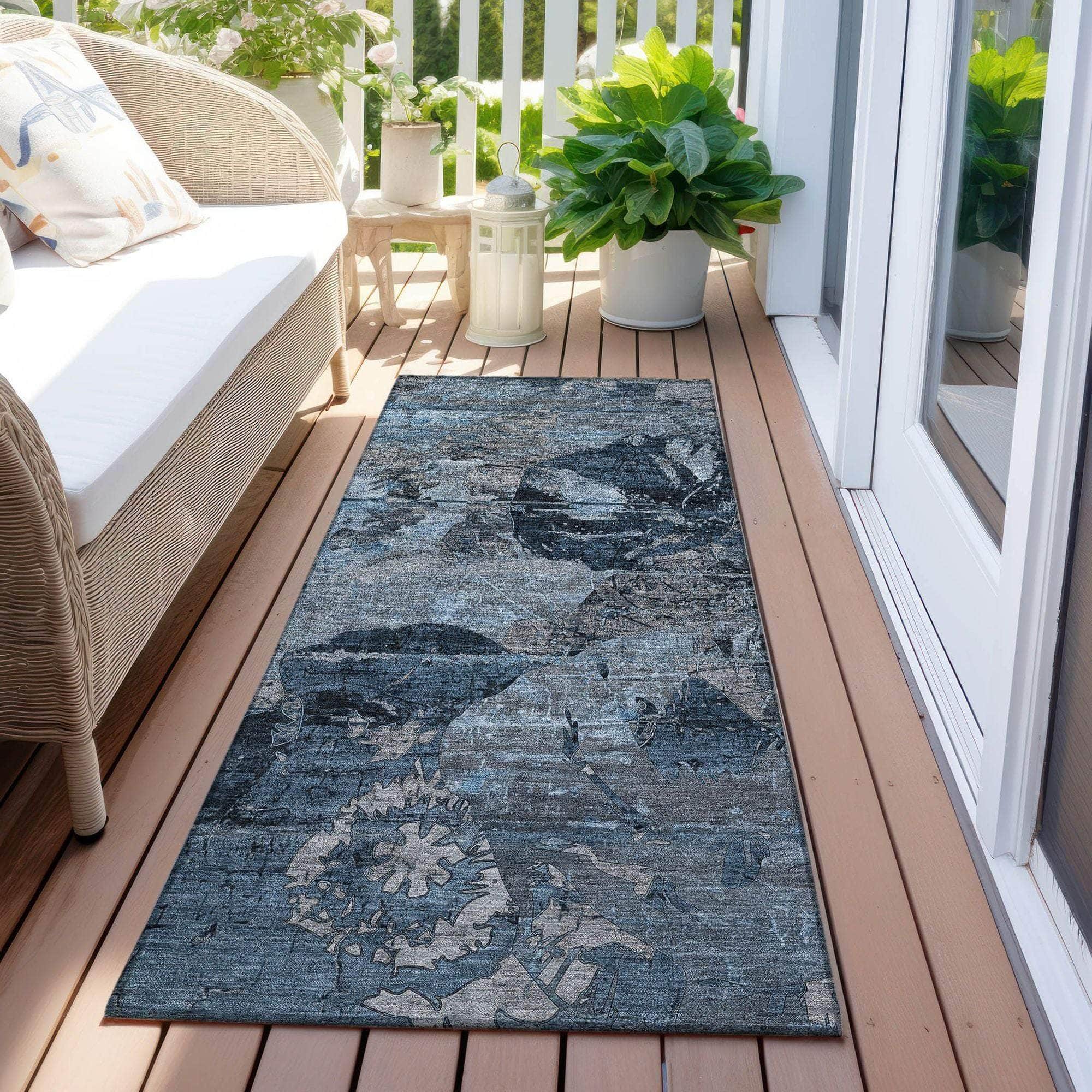 Machine Made ACN555 Denim Blue Rugs 