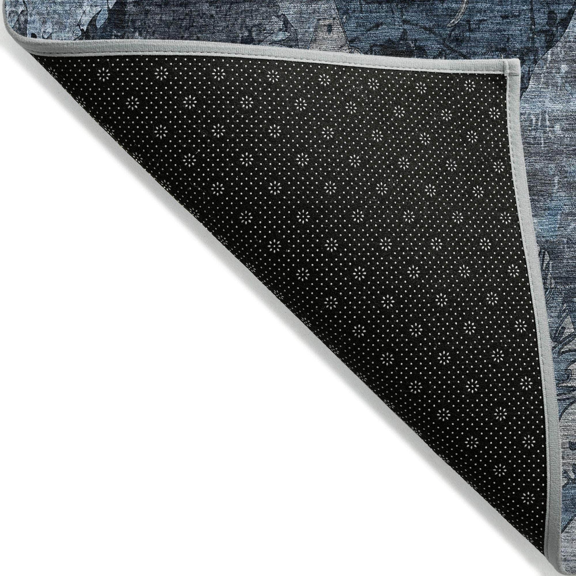 Machine Made ACN555 Denim Blue Rugs 