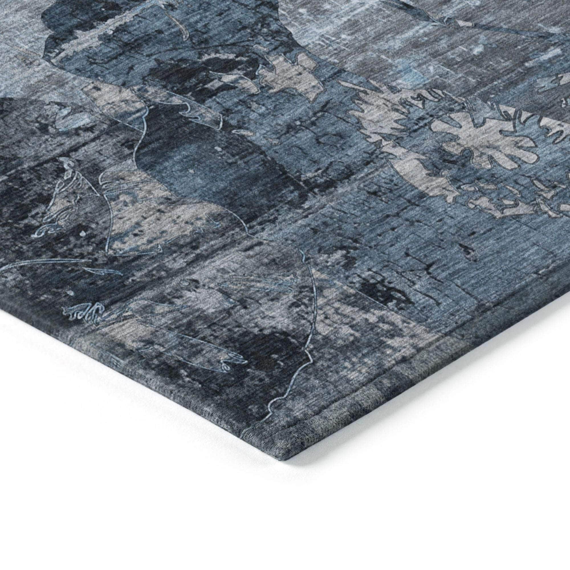 Machine Made ACN555 Denim Blue Rugs 