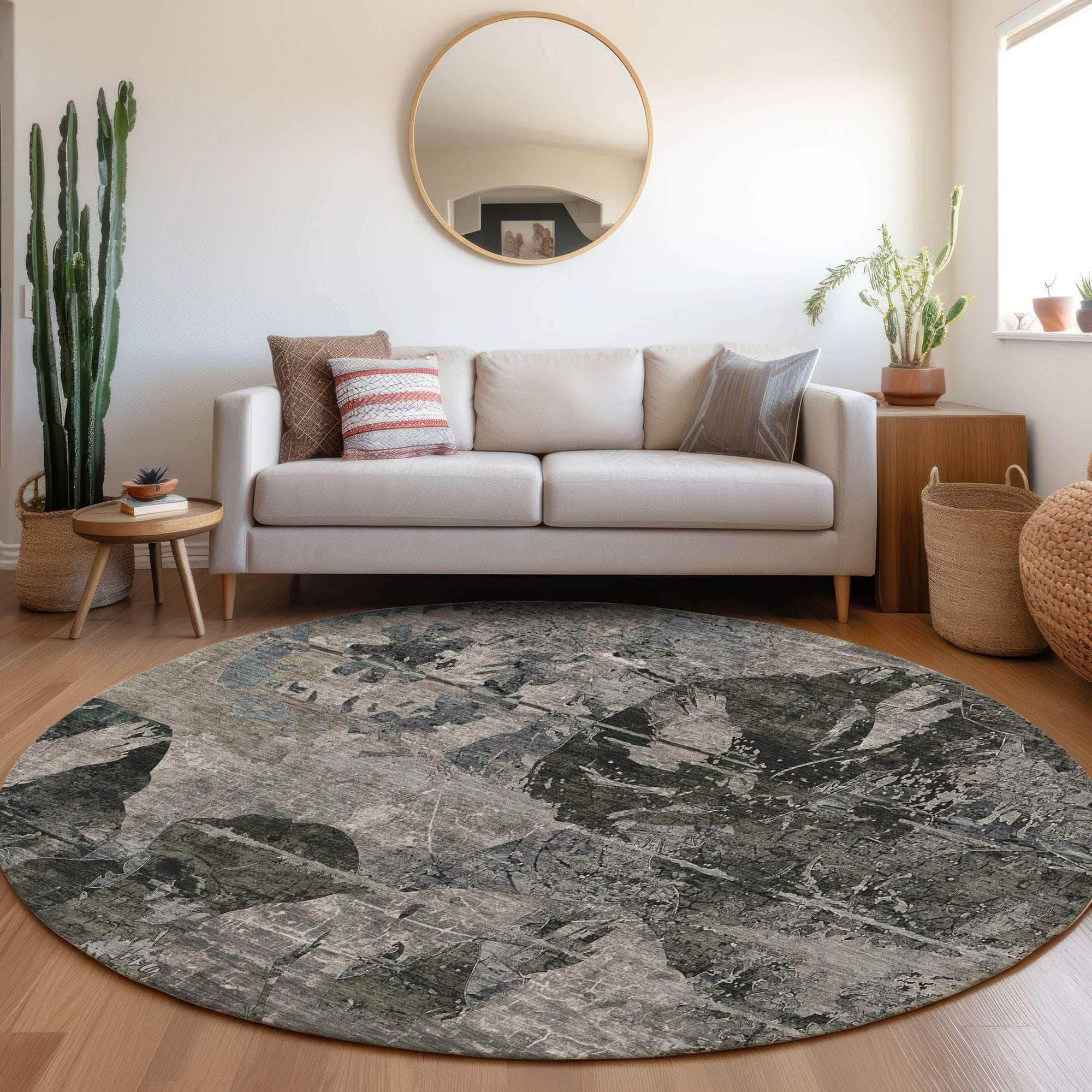 Machine Made ACN555 Gray  Rugs 