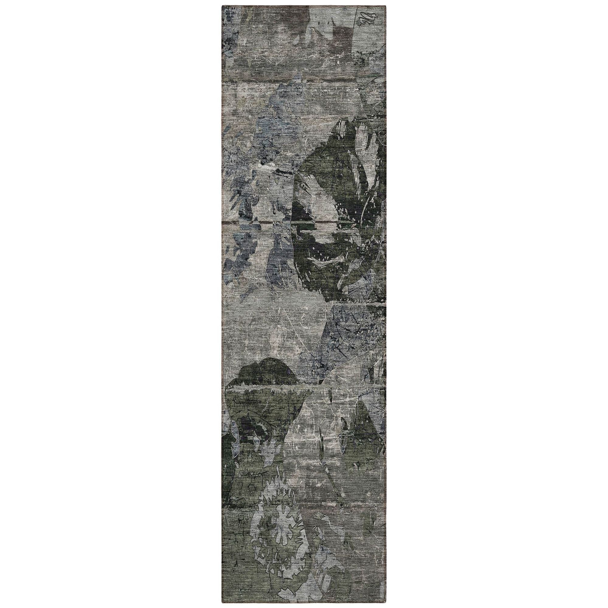 Machine Washable Gray Rug - Indoor / Outdoor - Kids / Pet Friendly Organic Print Rug