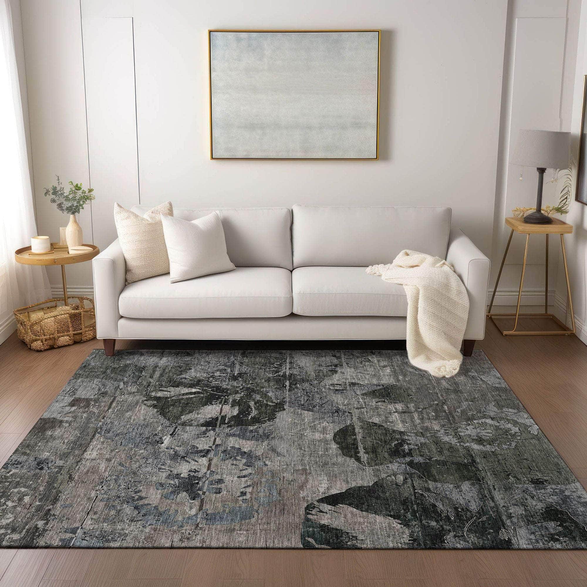 Machine Made ACN555 Gray  Rugs 
