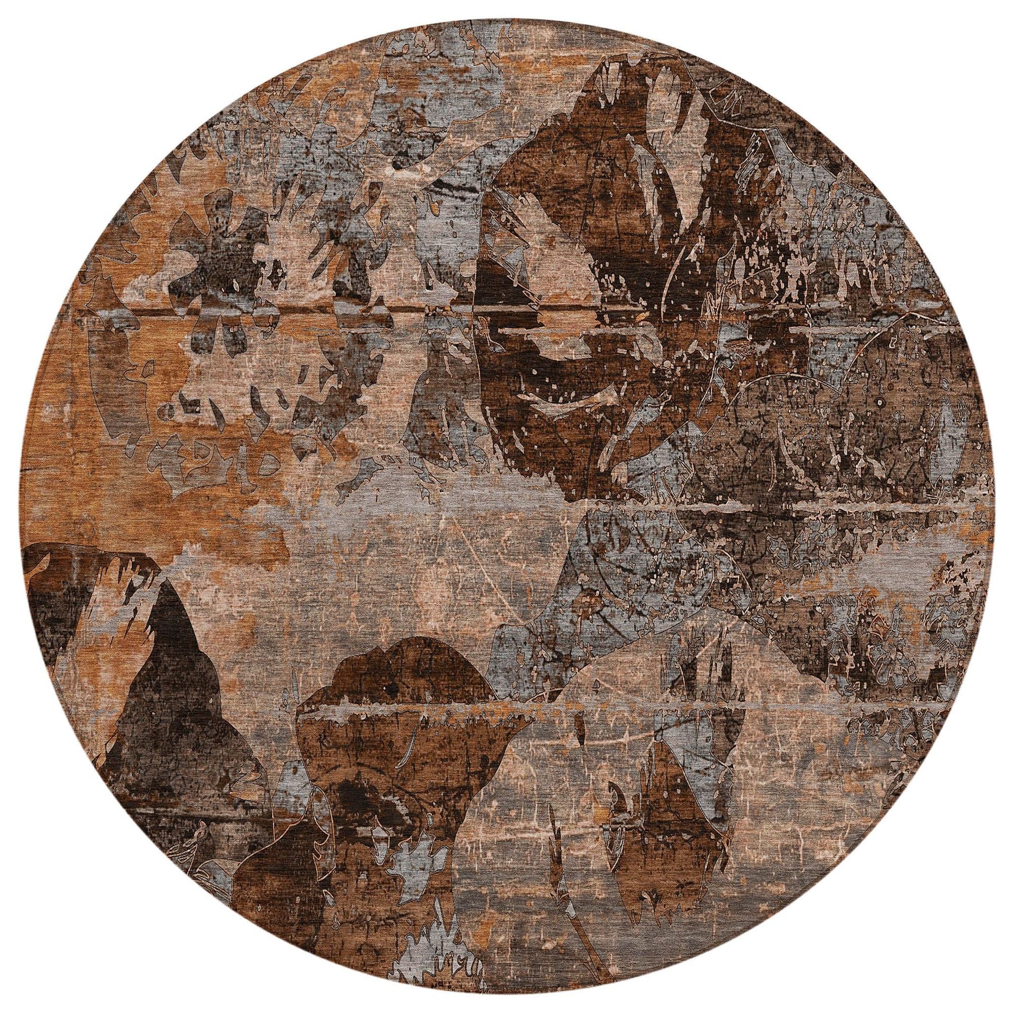 Machine Washable Terracotta Orange Rug - Indoor / Outdoor - Kids / Pet Friendly Organic Print Rug