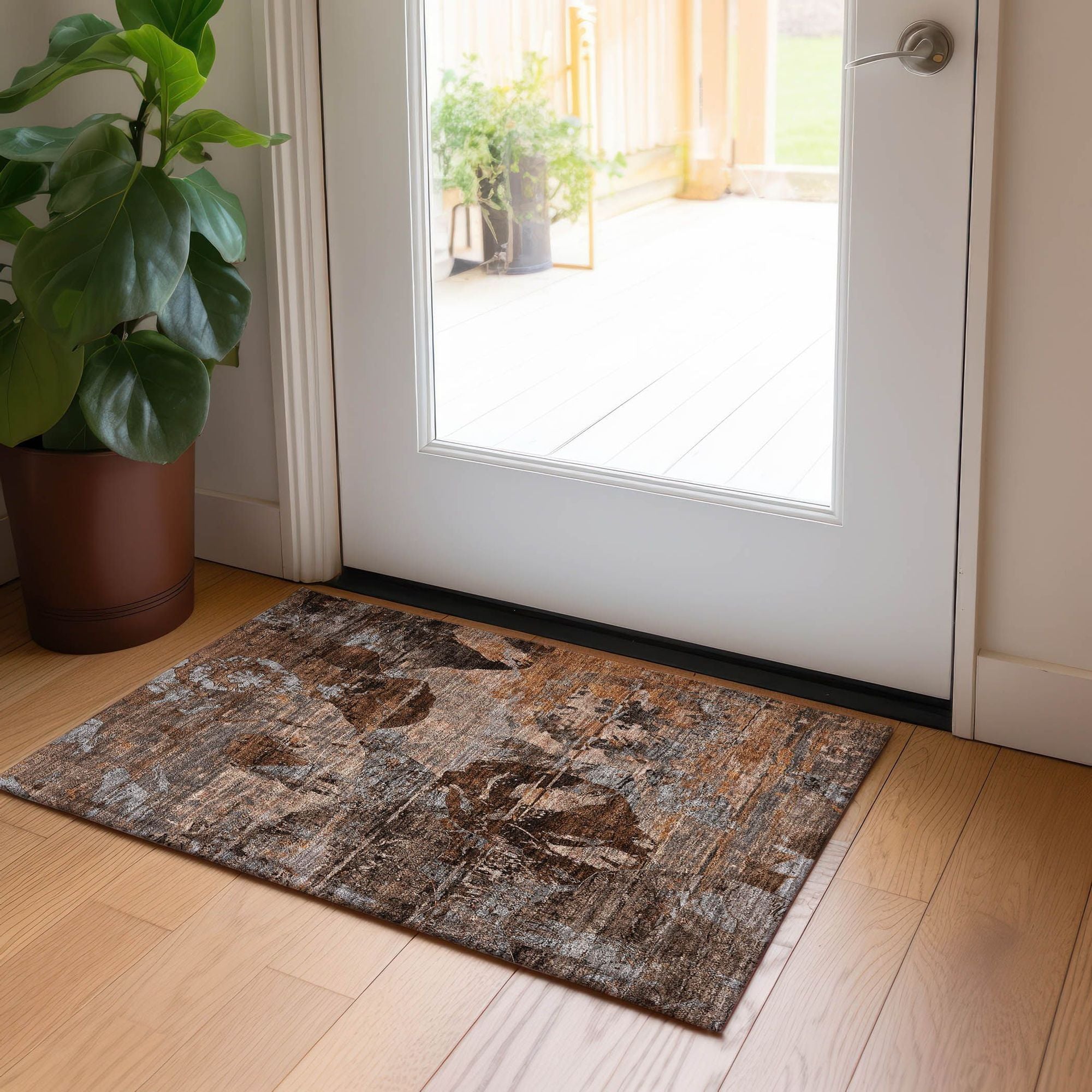 Machine Made ACN555 Terracotta Orange Rugs 