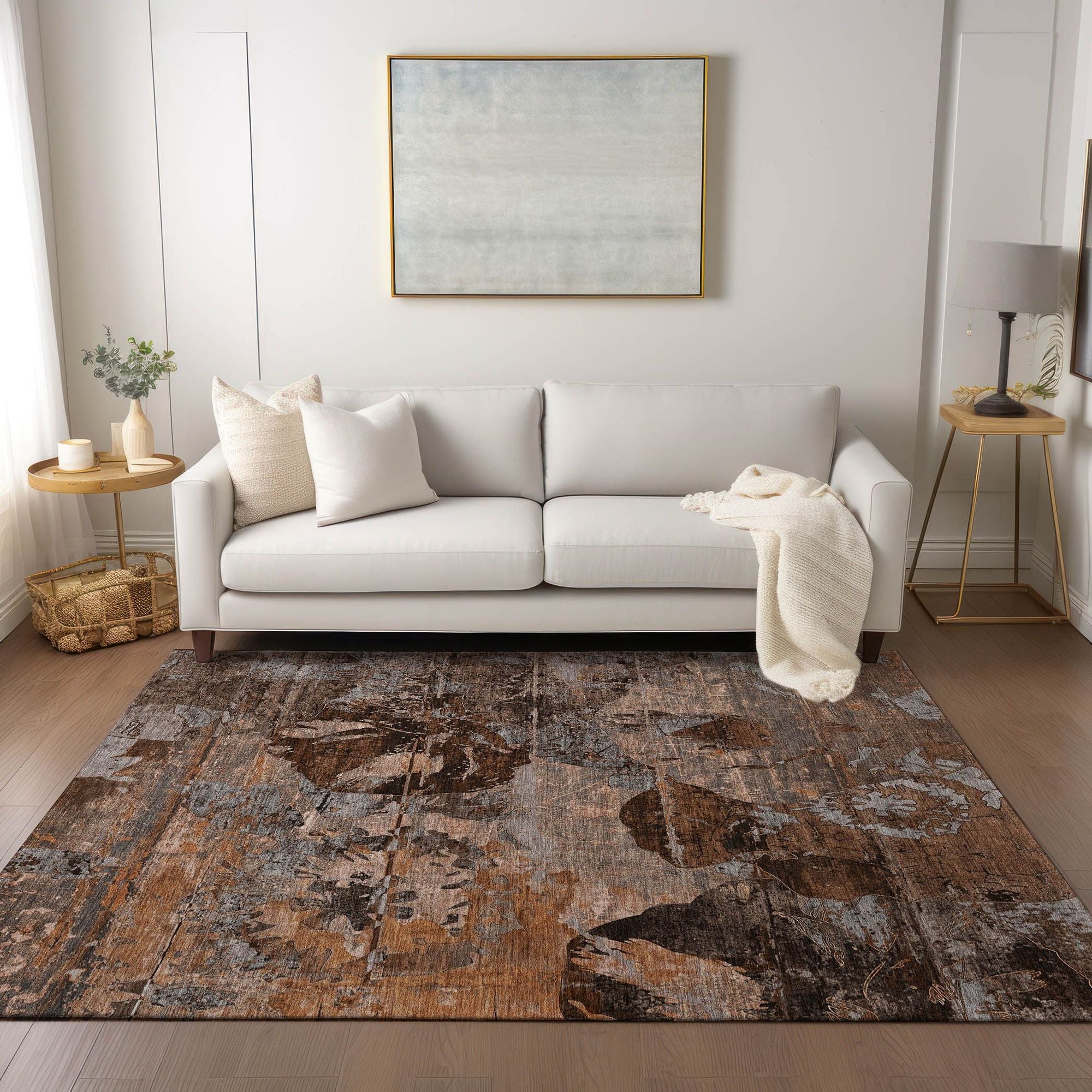 Machine Made ACN555 Terracotta Orange Rugs 