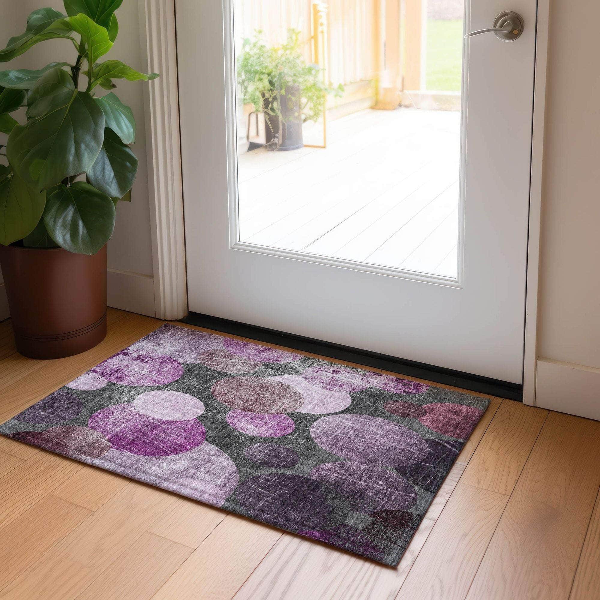Machine Made ACN556 Garnet Red Rugs 