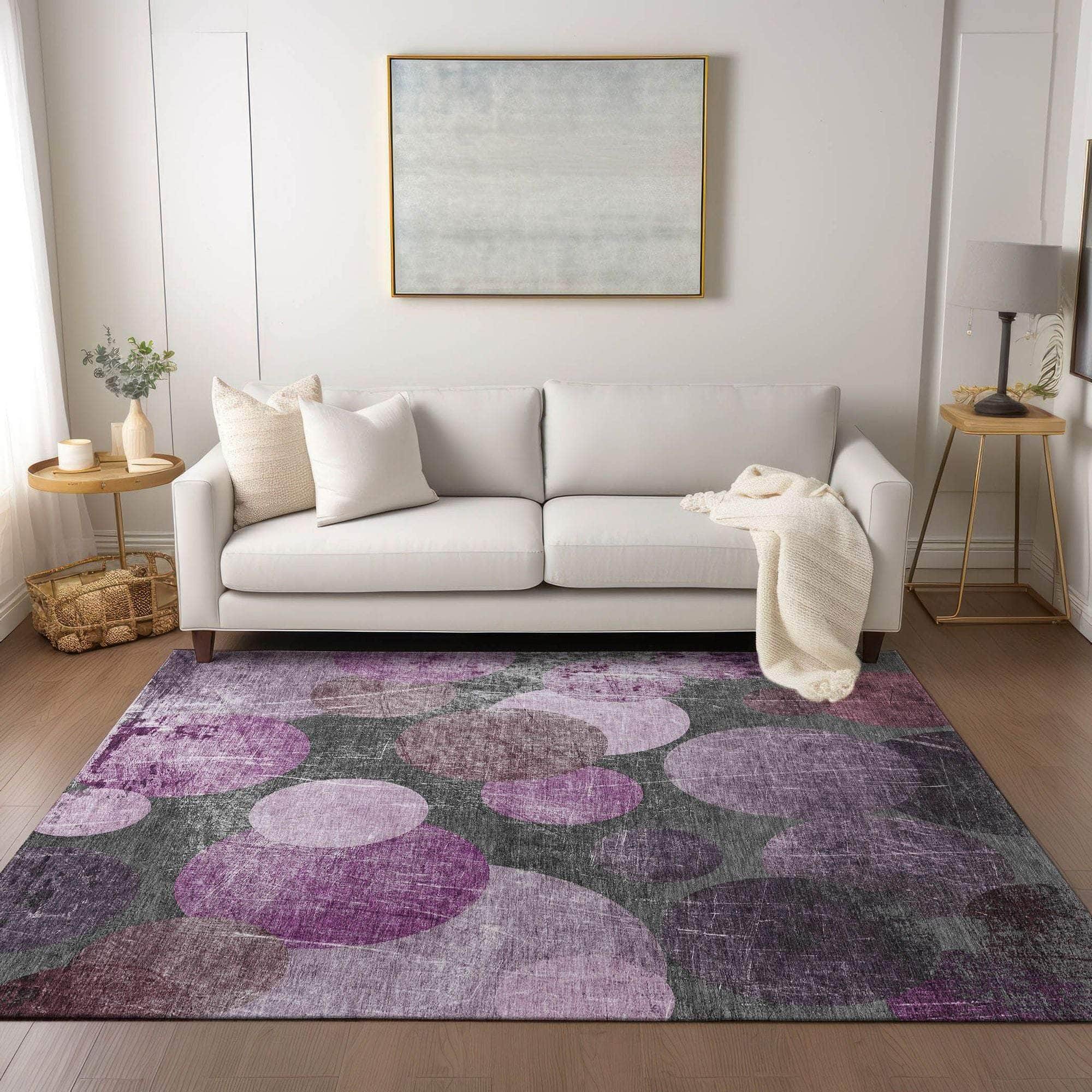 Machine Made ACN556 Garnet Red Rugs 