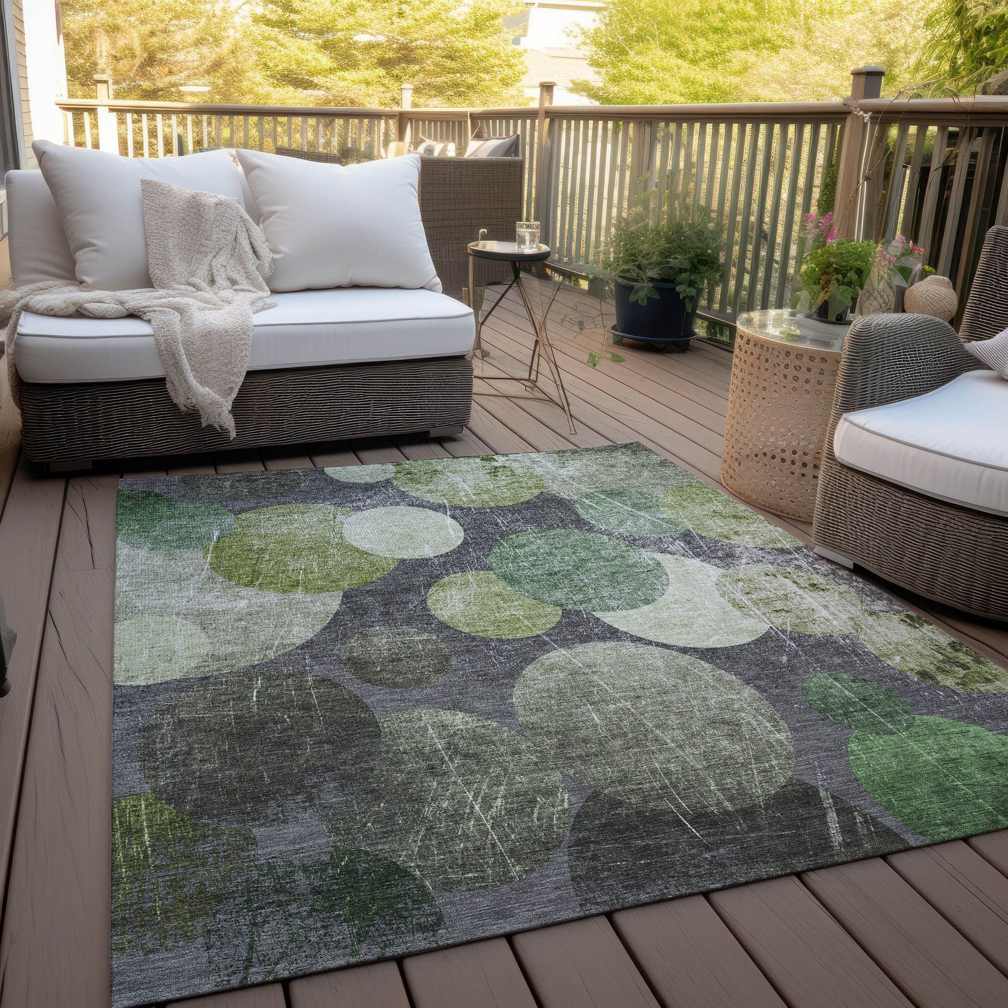Machine Made ACN556 Green  Rugs 