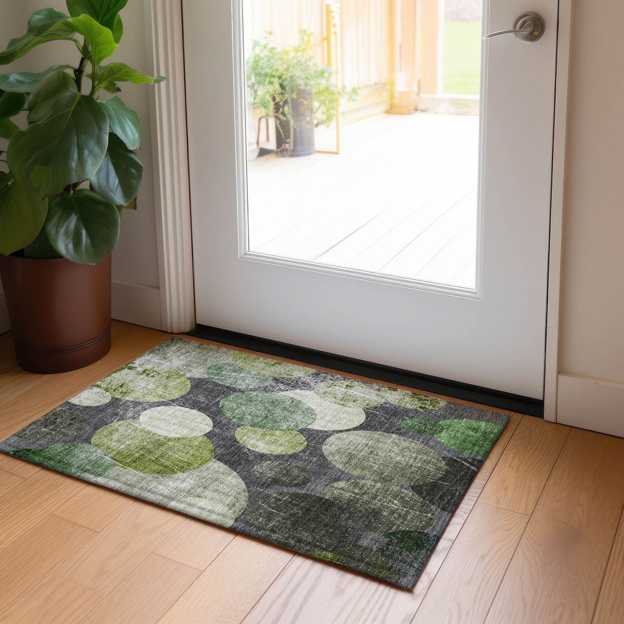 Machine Made ACN556 Green  Rugs 