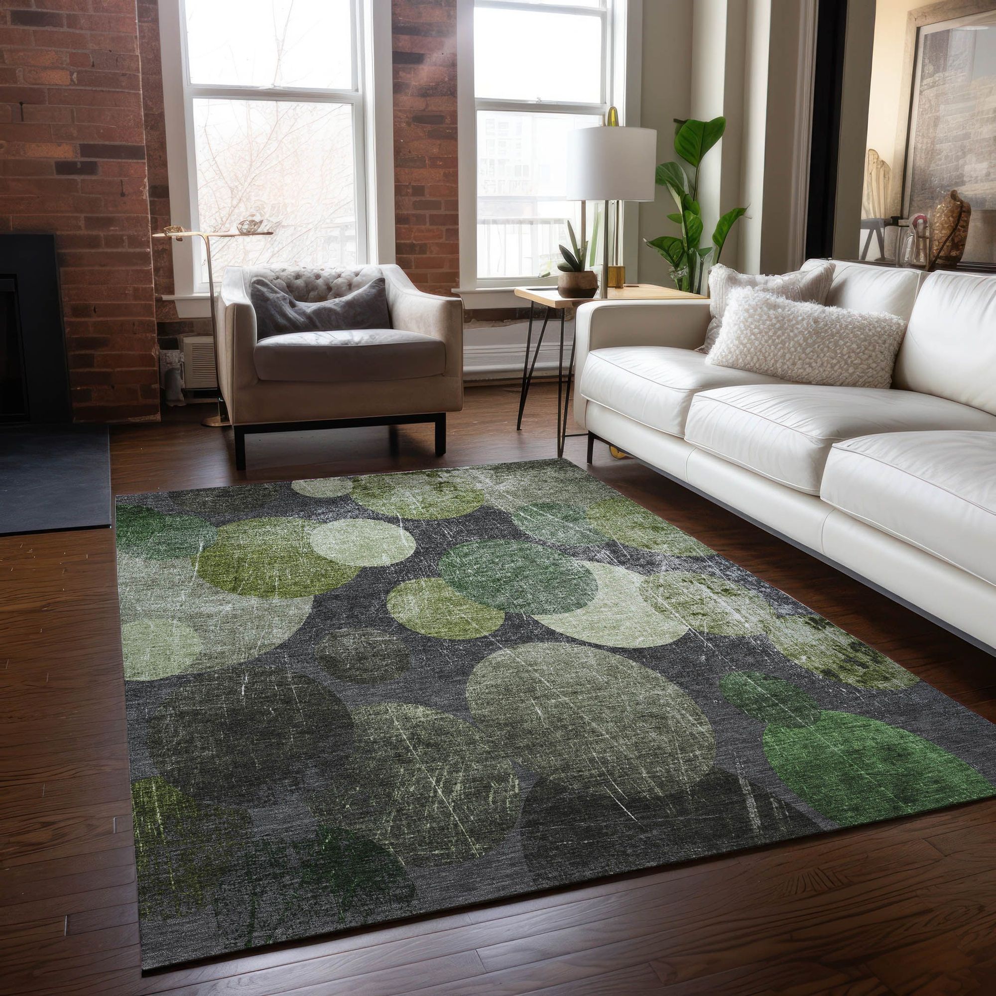 Machine Made ACN556 Green  Rugs 
