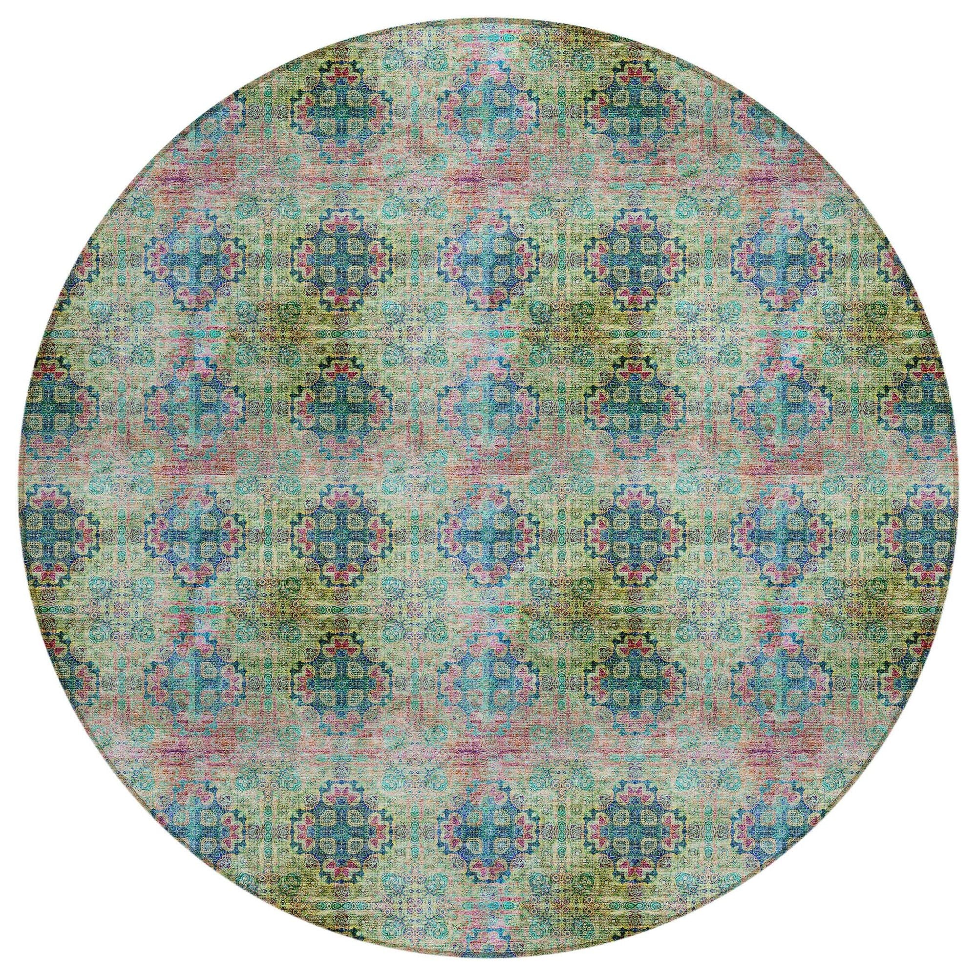 Machine Washable Green Rug - Indoor / Outdoor - Kids / Pet Friendly Organic Print Rug