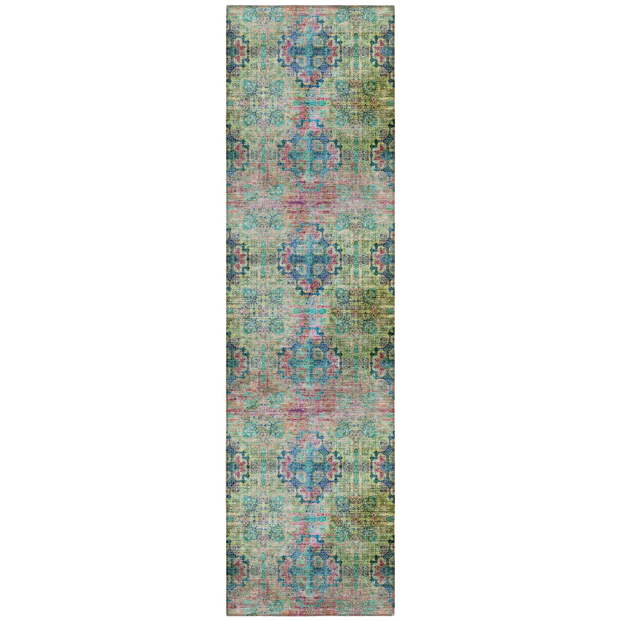 Machine Washable Green Rug - Indoor / Outdoor - Kids / Pet Friendly Organic Print Rug