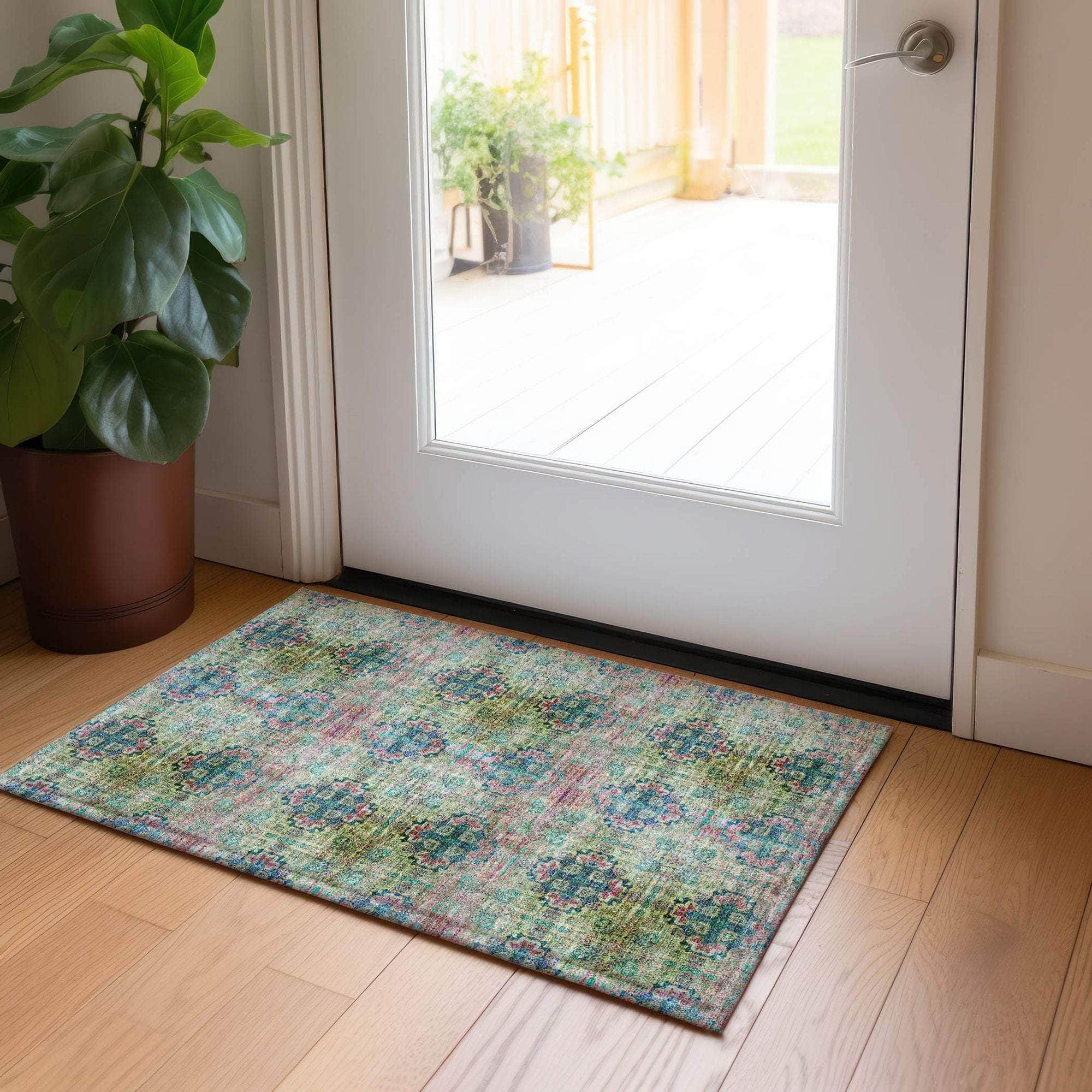 Machine Made ACN557 Green  Rugs 