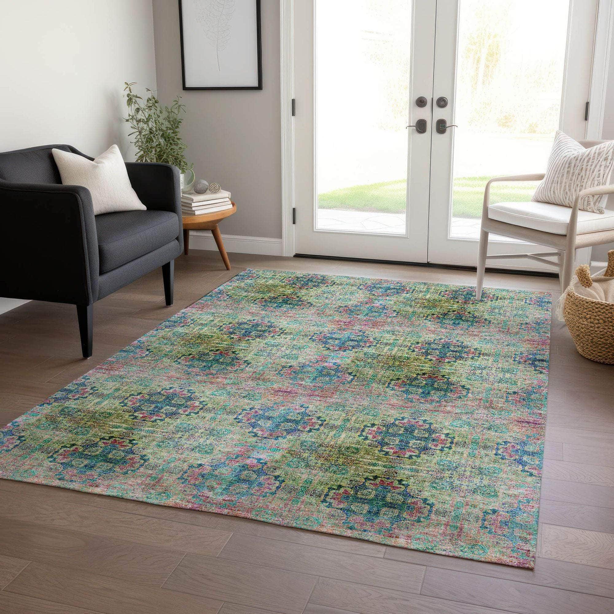 Machine Made ACN557 Green  Rugs 