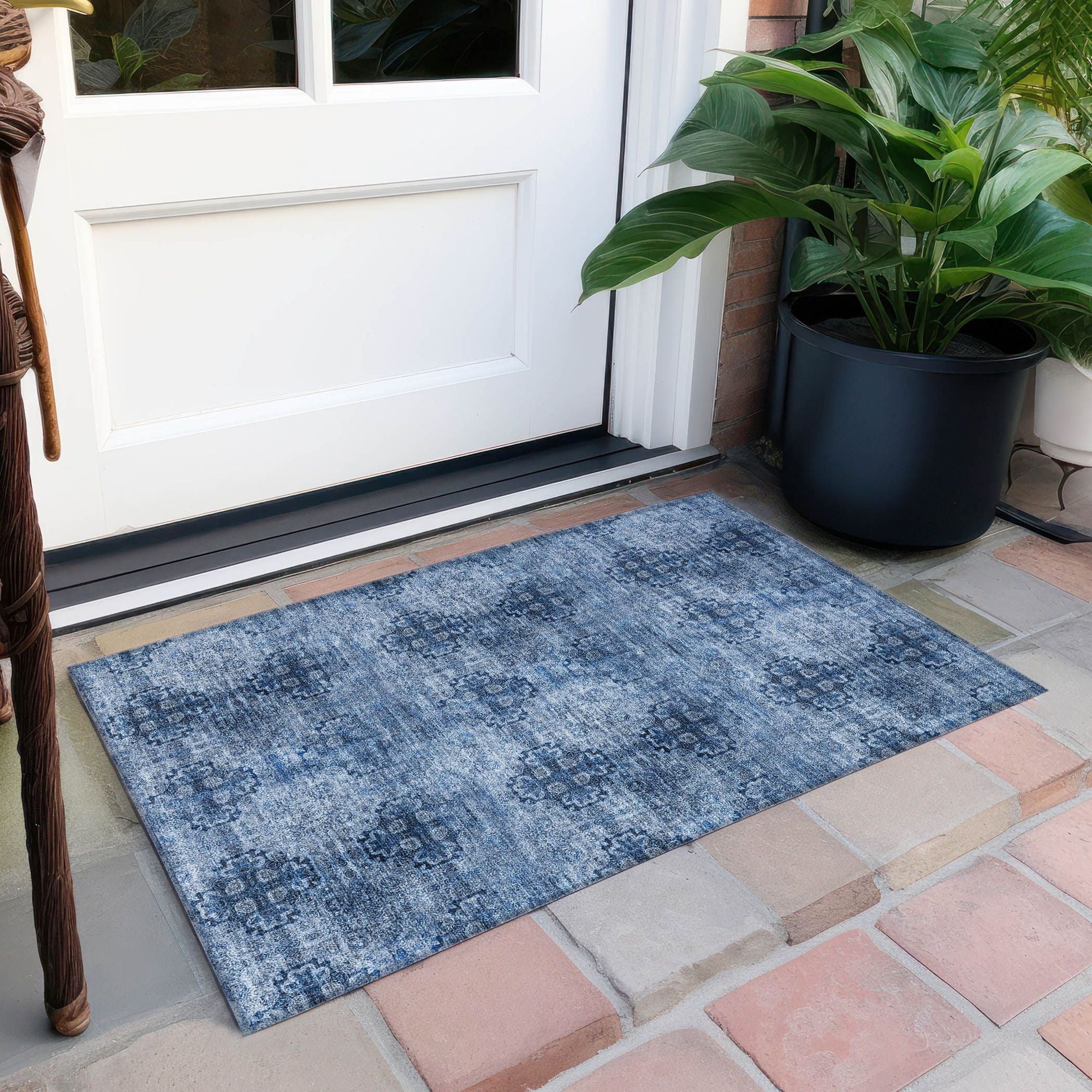 Machine Made ACN557 Navy Blue Rugs 