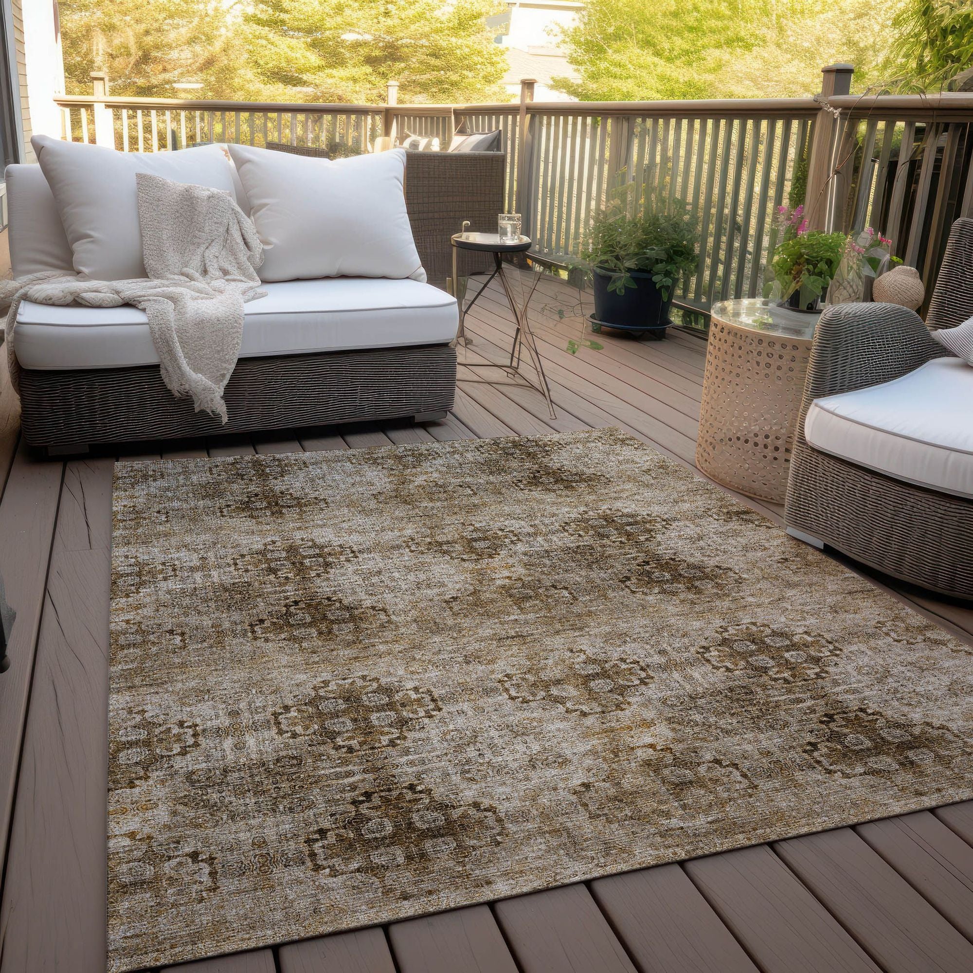 Machine Made ACN557 Taupe Brown Rugs 