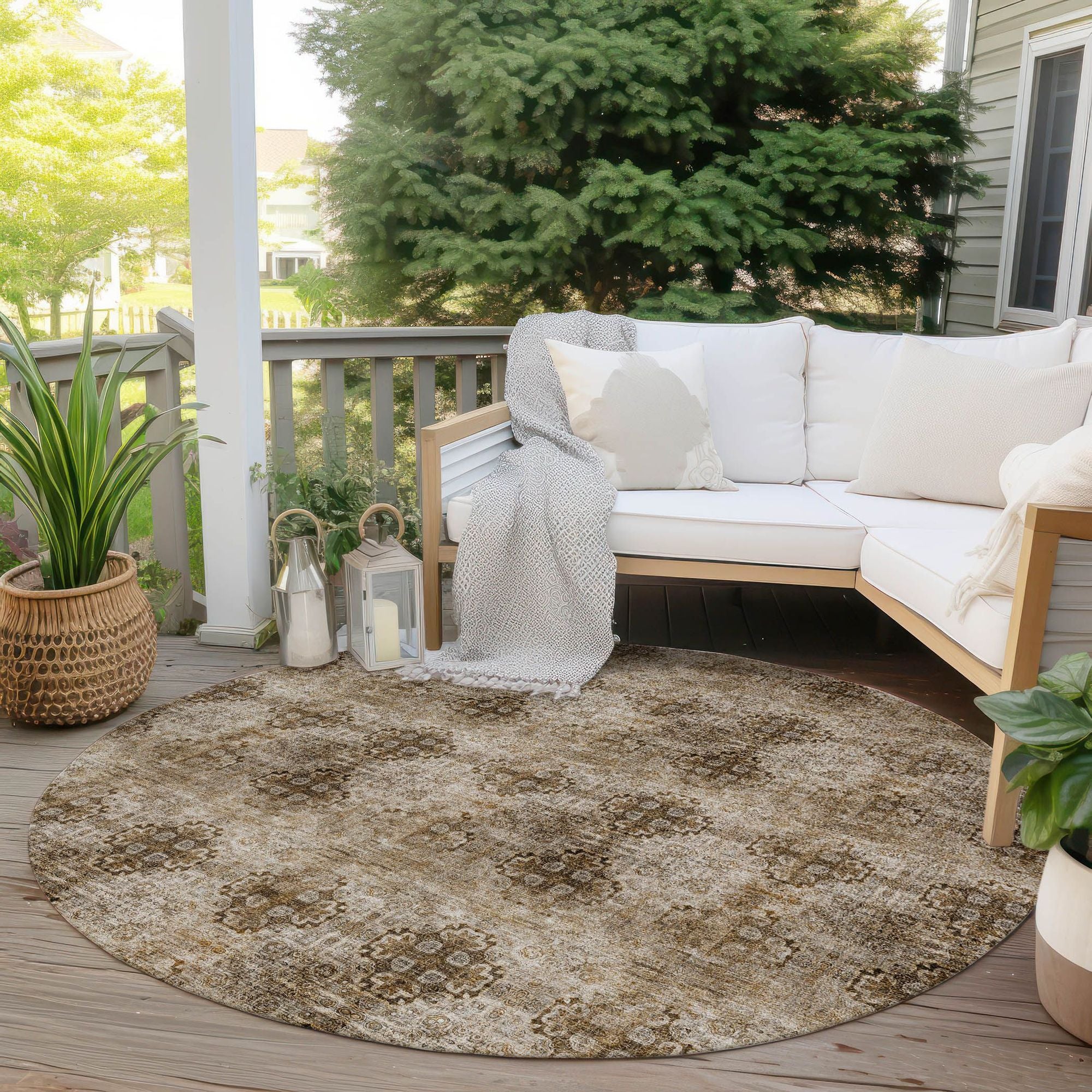 Machine Made ACN557 Taupe Brown Rugs 