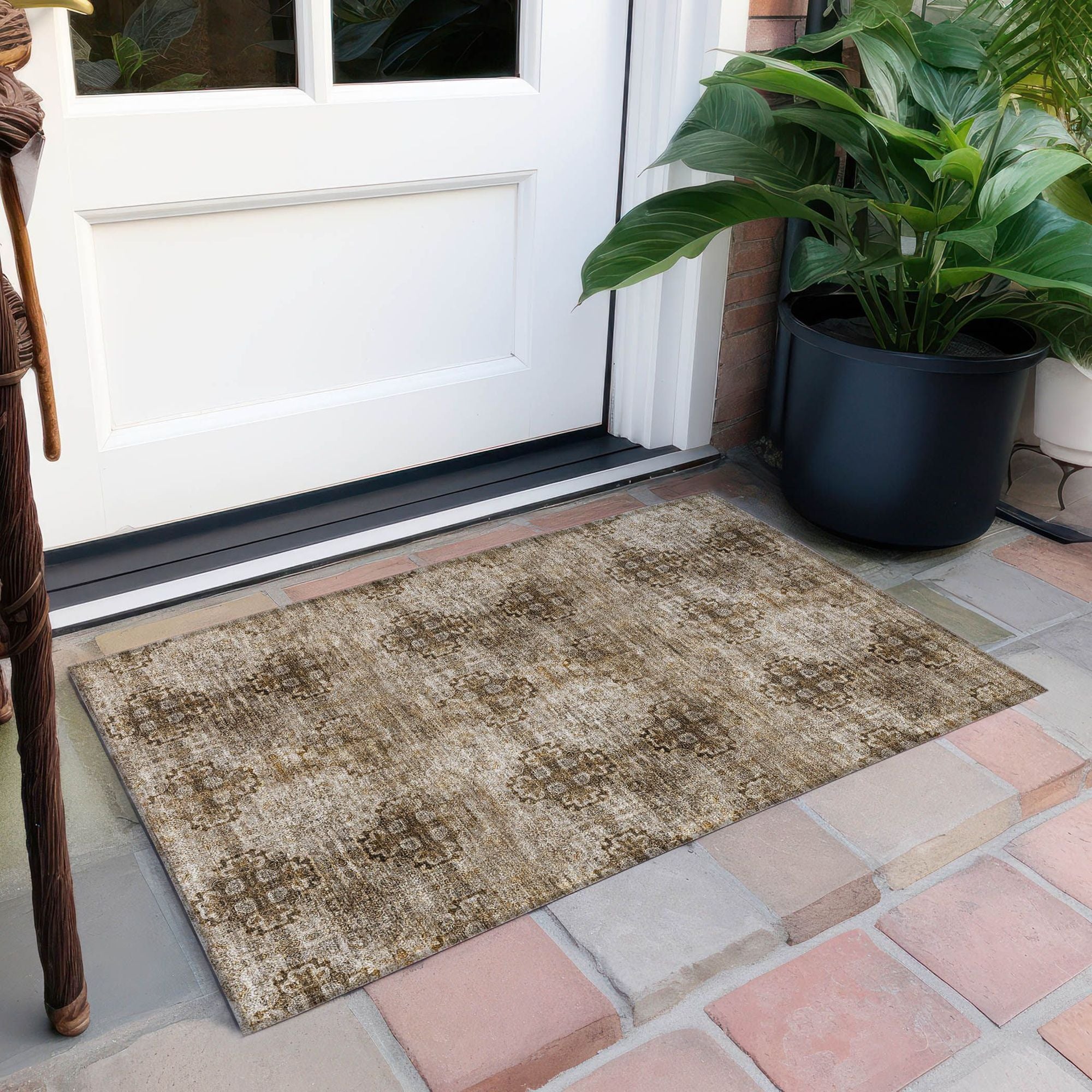 Machine Made ACN557 Taupe Brown Rugs 