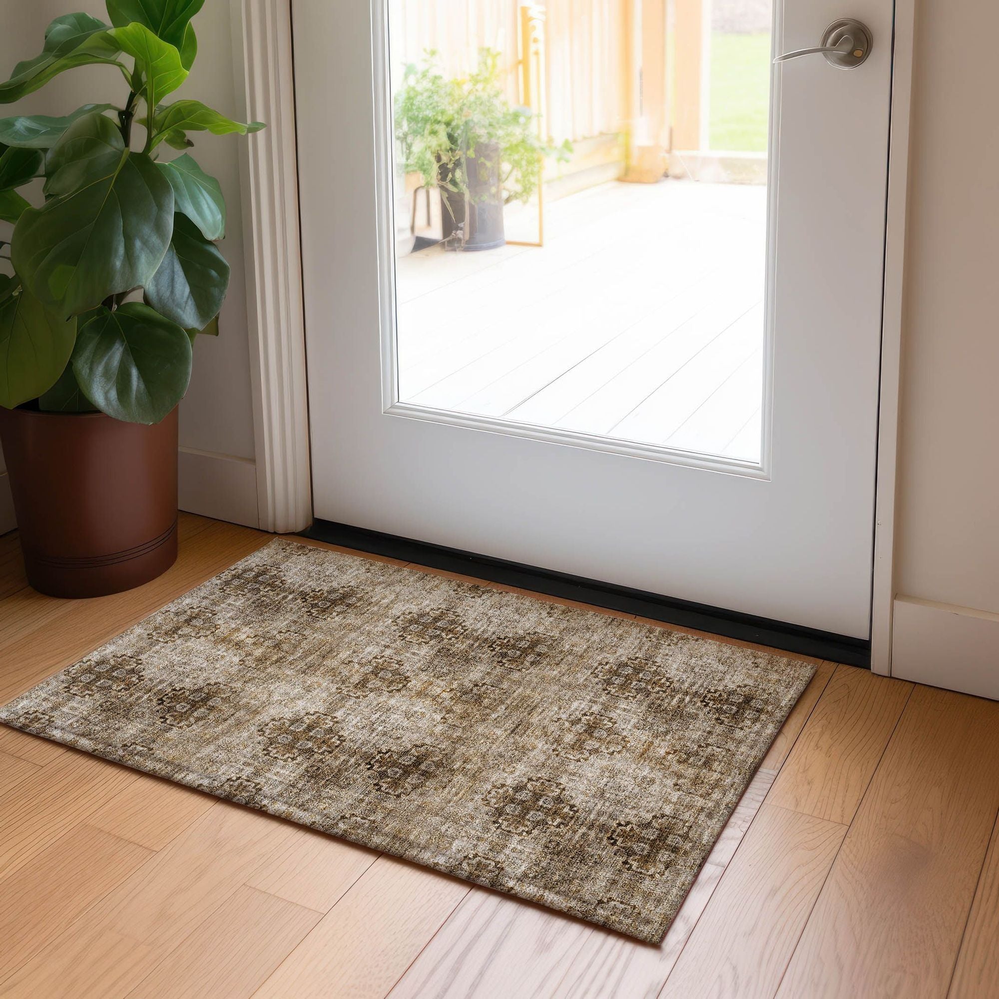 Machine Made ACN557 Taupe Brown Rugs 